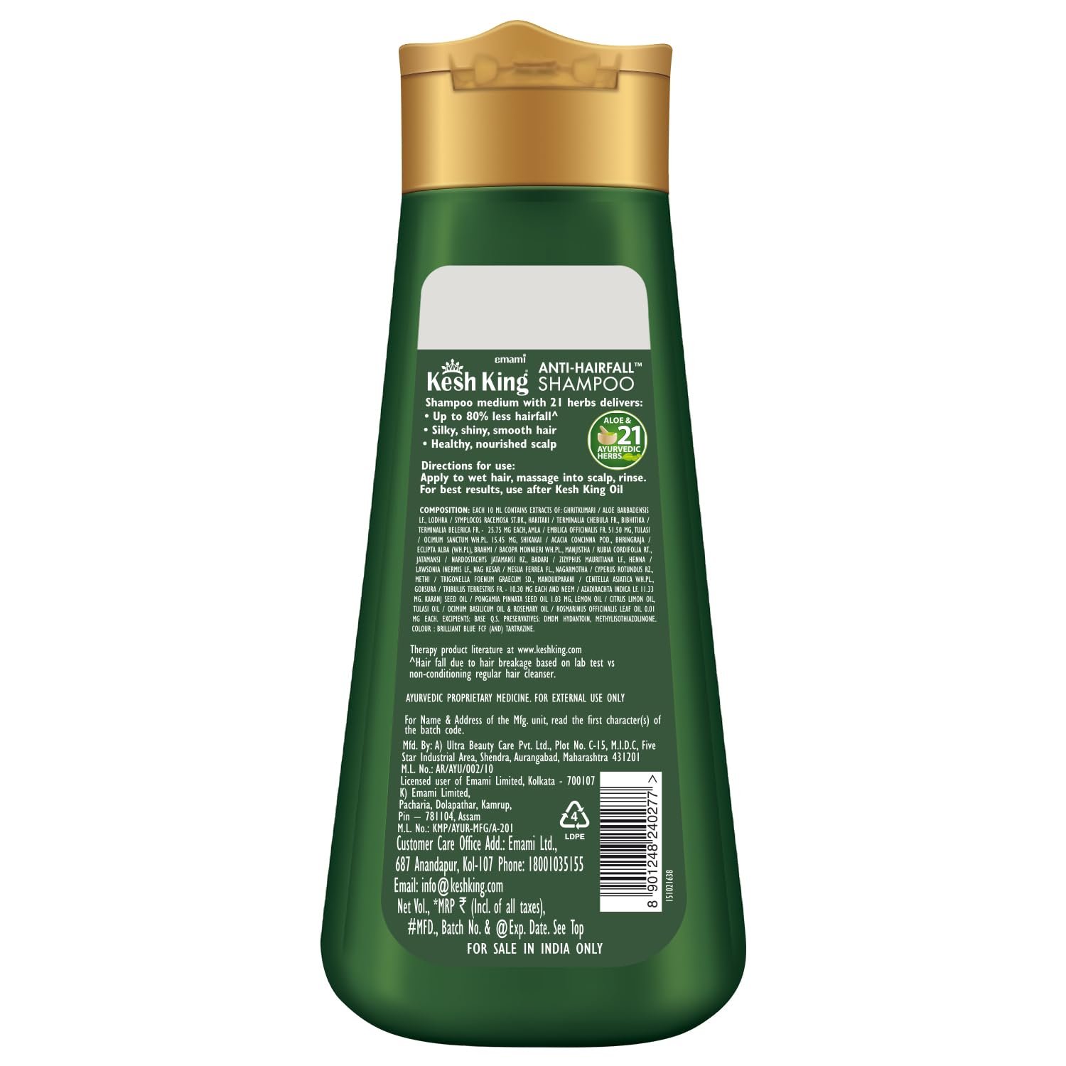 KESH KING Anti Hairfall Shampoo | with Ayurvedic Herbs & Aloe Vera | Provides Healthy Nourished Scalp | for Shiny Smooth Hair | 11.49 Fl Oz/340ml - Image 8