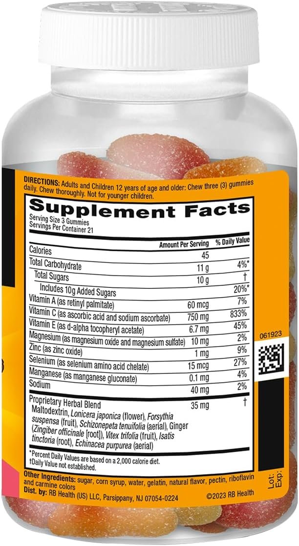 Airborne 750mg Vitamin C Gummies for Adults, Immune Support Supplement with Powerful Antioxidants Vitamins A C & E - 2x63ct Bottles (126 Gummies), Assorted Fruit Flavor - Image 5