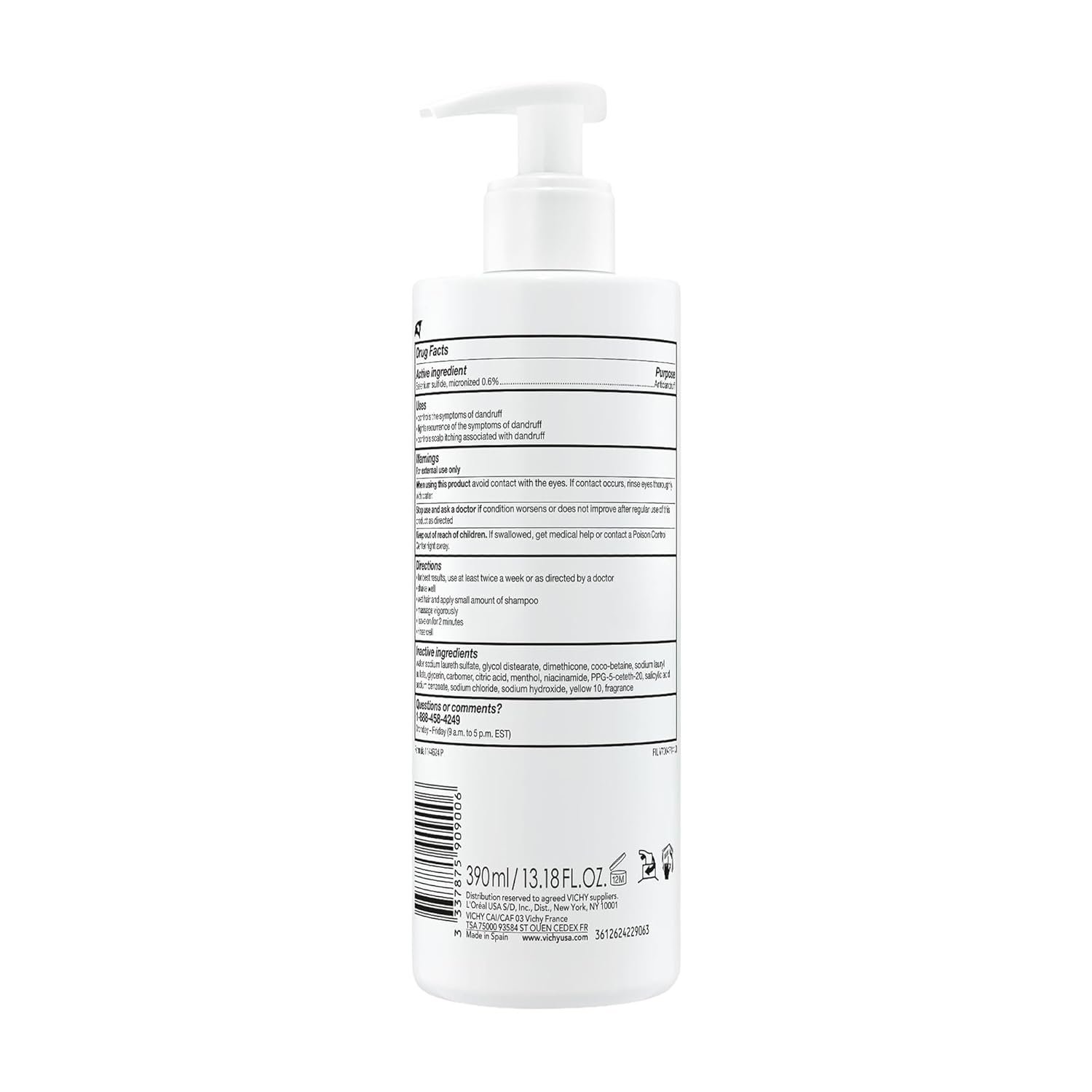Vichy Dercos Dandruff Shampoo, Antifungal Itchy Scalp Treatment for Men & Women, Clinical Strength Selenium Sulfide, Formulated with Niacinamide & Salicylic Acid, Color Safe, Dermatologist Recommended - Image 8