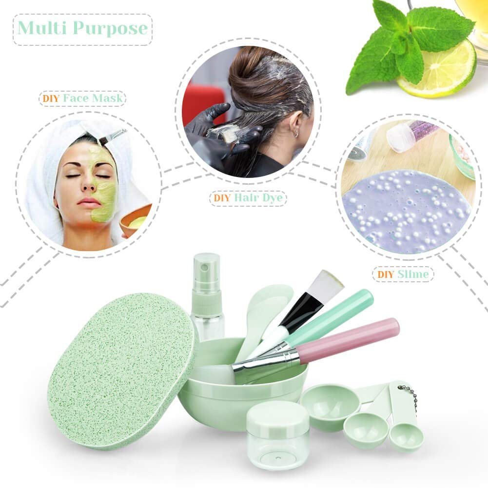 Face Mask Mixing Bowl Set, Anezus 11 Pcs DIY Facemask Mixing Tool Kit with Facial Mask Bowl Stick Spatula Silicone Brush Spray Bottle Puff Soaking Bottle Gauges - Image 7