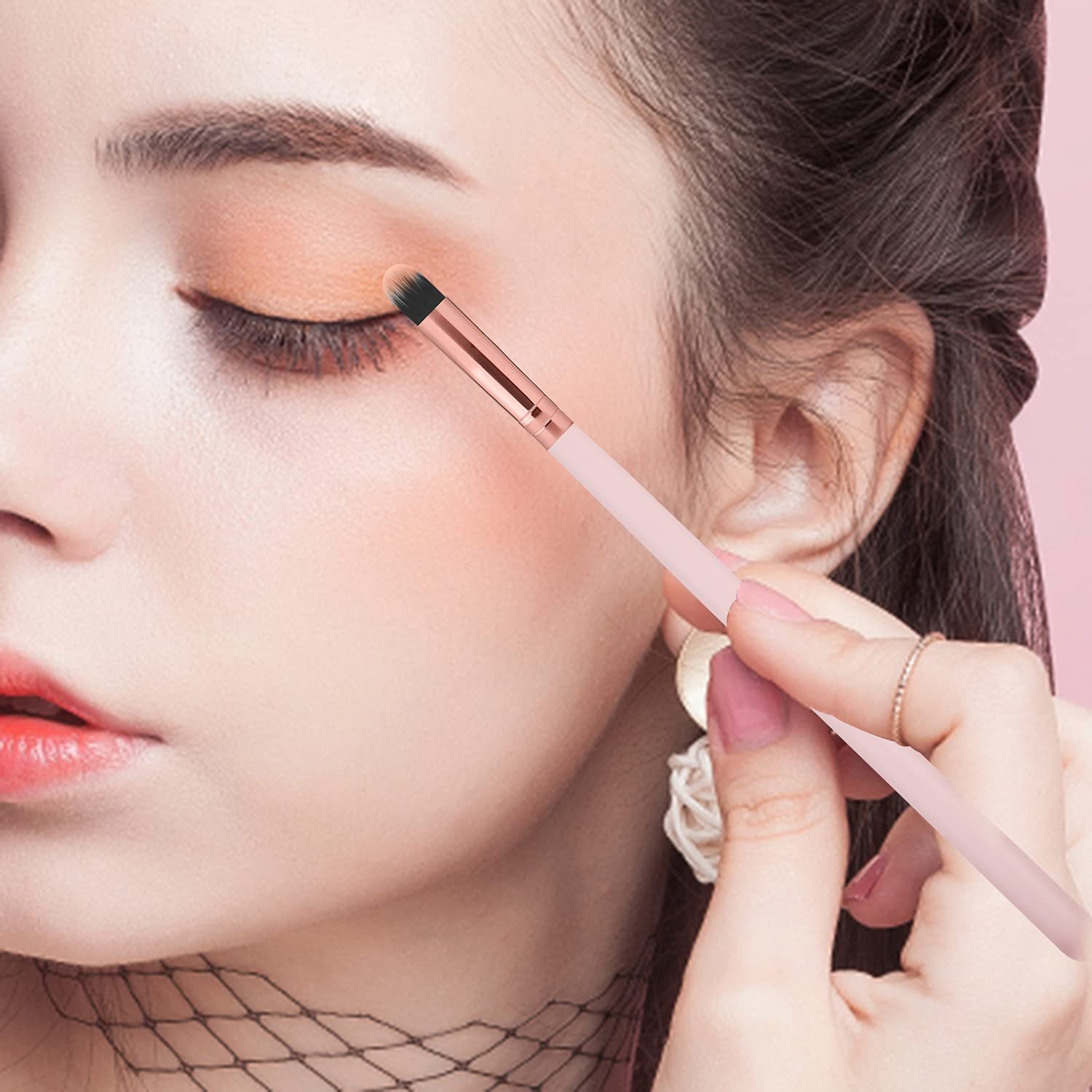 Real Perfection Makeup Brush Set 16 Pcs with 1 Eyebrow Razor Premium Synthetic Foundation Powder Concealers Eyeshadow Blush Makeup Brushes Make up Brushes Kit (Pink) - Image 8