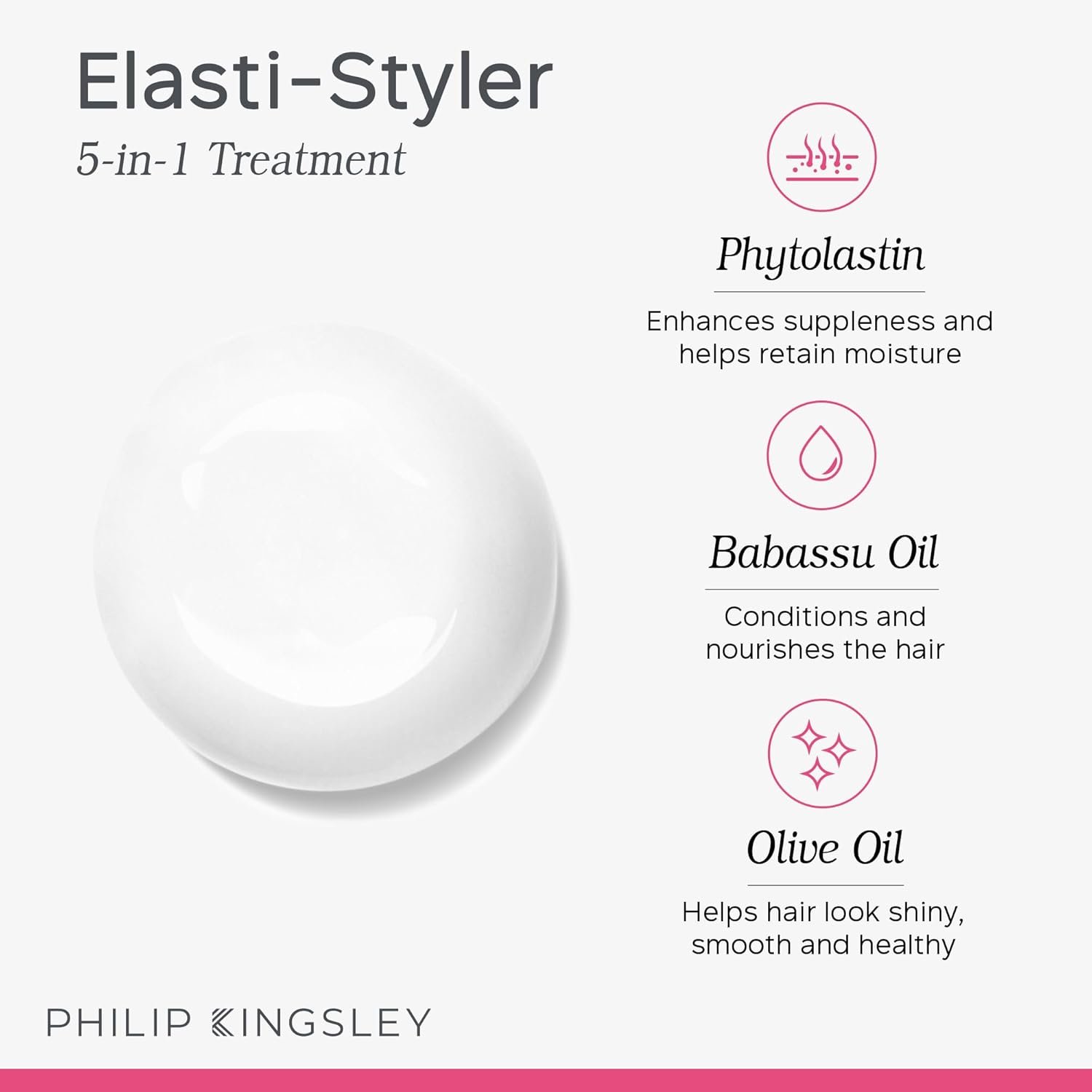 PHILIP KINGSLEY | Elasti-Styler | 5-in-1 Pre-Styling Serum Treatment | Hair Styling Cream Conditioning Mask | Anti-Frizz Smoothing Primes Tames Adds Shine | 1.35oz - Image 4
