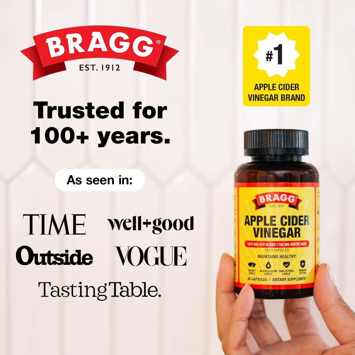 Bragg Organic Apple Cider Vinegar Capsules with Vitamin D and Zinc - 90 Count - Supports Immune System - Image 7