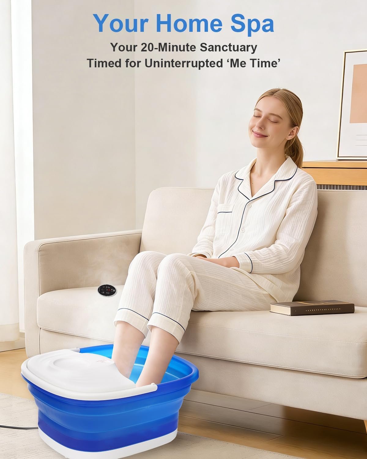 Collapsible Foot Spa Bath with Heat, Remote Control & 16 Massage Rollers, Fast Heating Pedicure Tub for Relaxing Tired Feet, Foot Soaker with Surf & Red Light, Fits Men Size 12 (Royal Blue) - Image 2