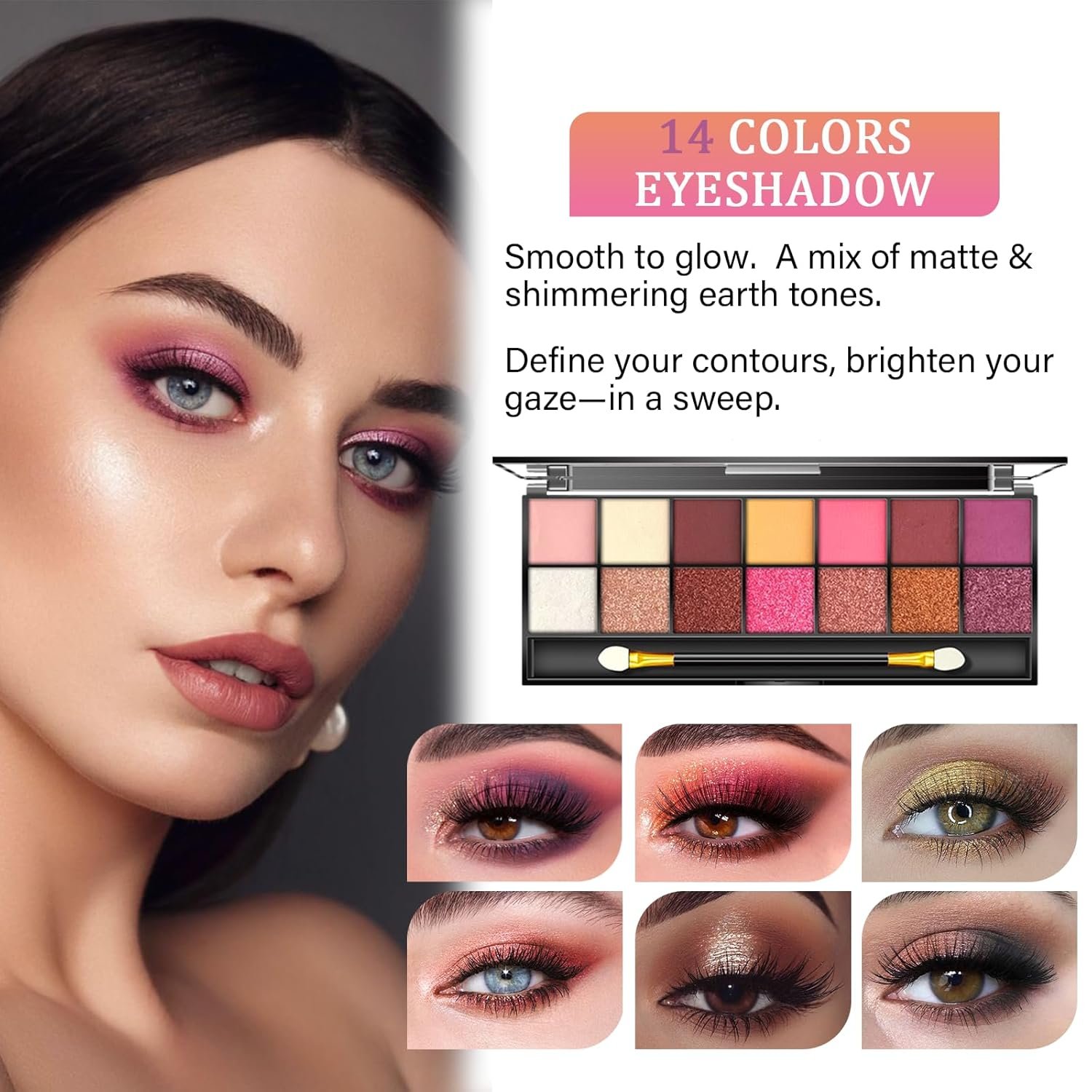 Makeup Set for Women, Makeup Kit for Women Full Kit, Travel Makeup Set, Makeup Gift Set for Girls, 14-Color Eyeshadow Palette, 2 x Lip Gloss, Eyebrow Powder, Contour Stick, Face Make up 01 - Image 3