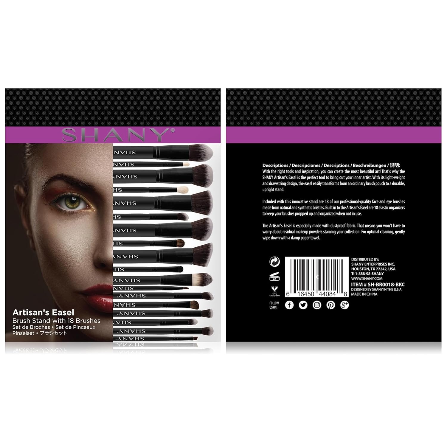 SHANY Makeup Brushes Artisan Easel Elite Cosmetics Make up Brush Set, Complete Kabuki Makeup Brush Set with Standing Convertible Makeup Brush Holder Storage - 18 pcs - Image 5