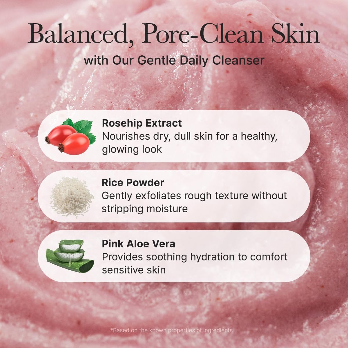 Arencia Rosehip Brightening Rice Mochi Face Cleanser & Daily Scrub - Moisturizing, Exfoliating & Deep-Cleansing - All Skin Types with Rice Powder & Rice Water (1.76oz) - Image 5
