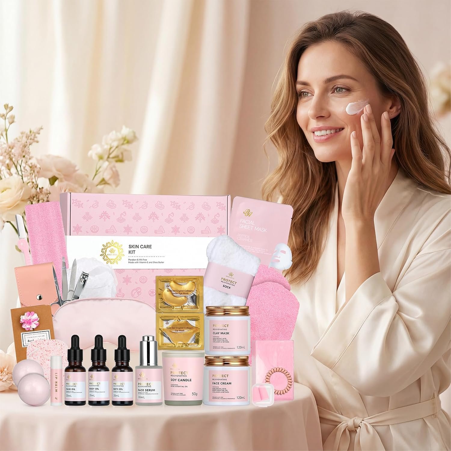 Gifts for Women, Birthday Gift for Women, 30pcs Rose Facial Skin Care Gifts Set, Thinking of You Gift, Spa Gifts Basket Set, Get Well Soon Gifts, Birthday, Christmas, Anniversary, Mothers Day, Wife - Image 2