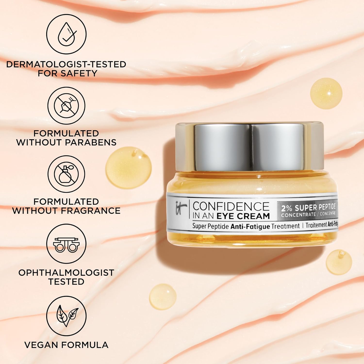 IT Cosmetics Confidence in an Eye Cream - Anti Aging Peptides Moisturizer, Dark Circles & Wrinkles, Lightweight 48H Hydration, 2% Super Peptide Concentrate, Smooth & Brighten Undereye, All Skin Types - Image 7