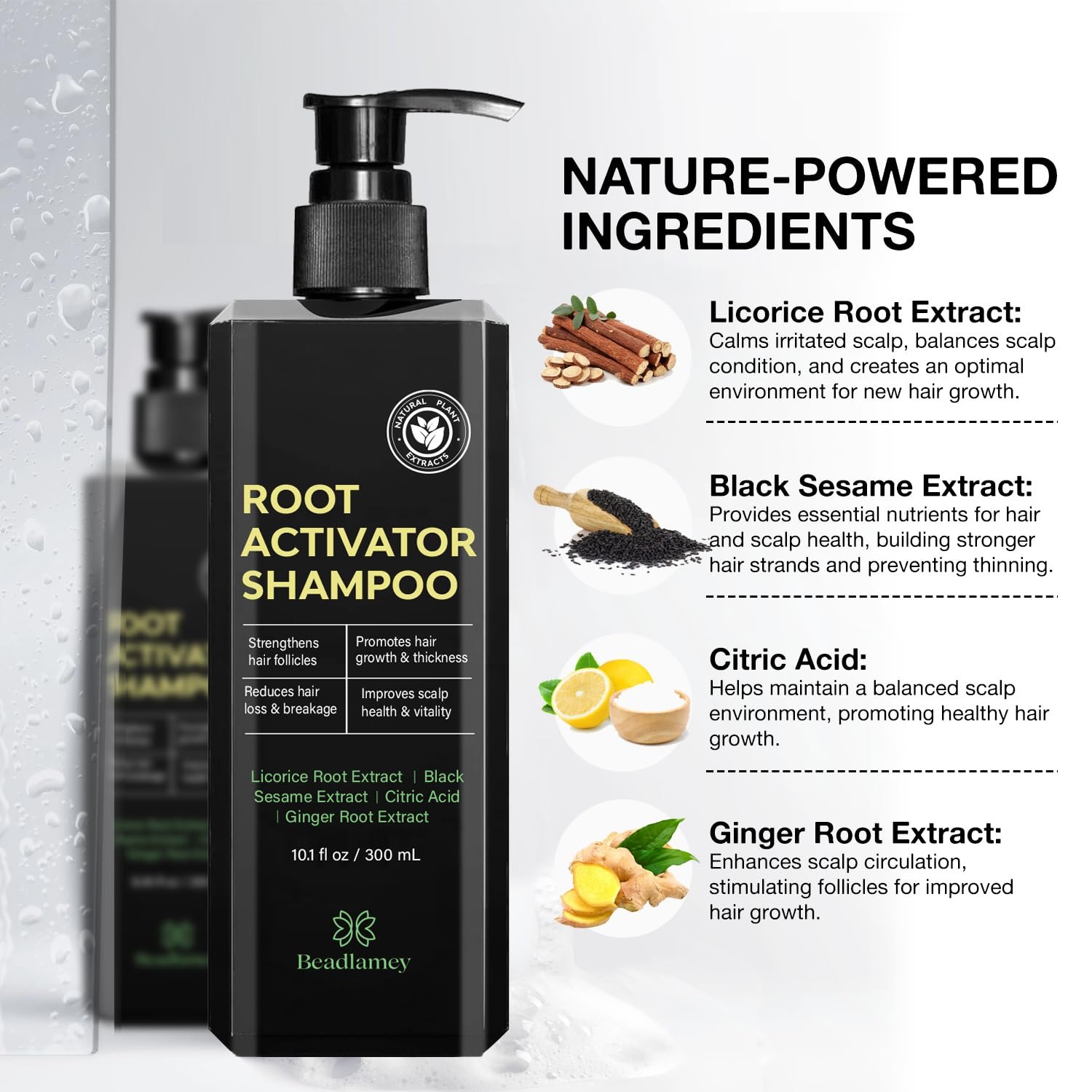 Root Activator Shampoo for Men: Hair Growth Shampoo for Hair Loss and Thinning Hair - 10.1 fl oz / 300 mL - Image 3