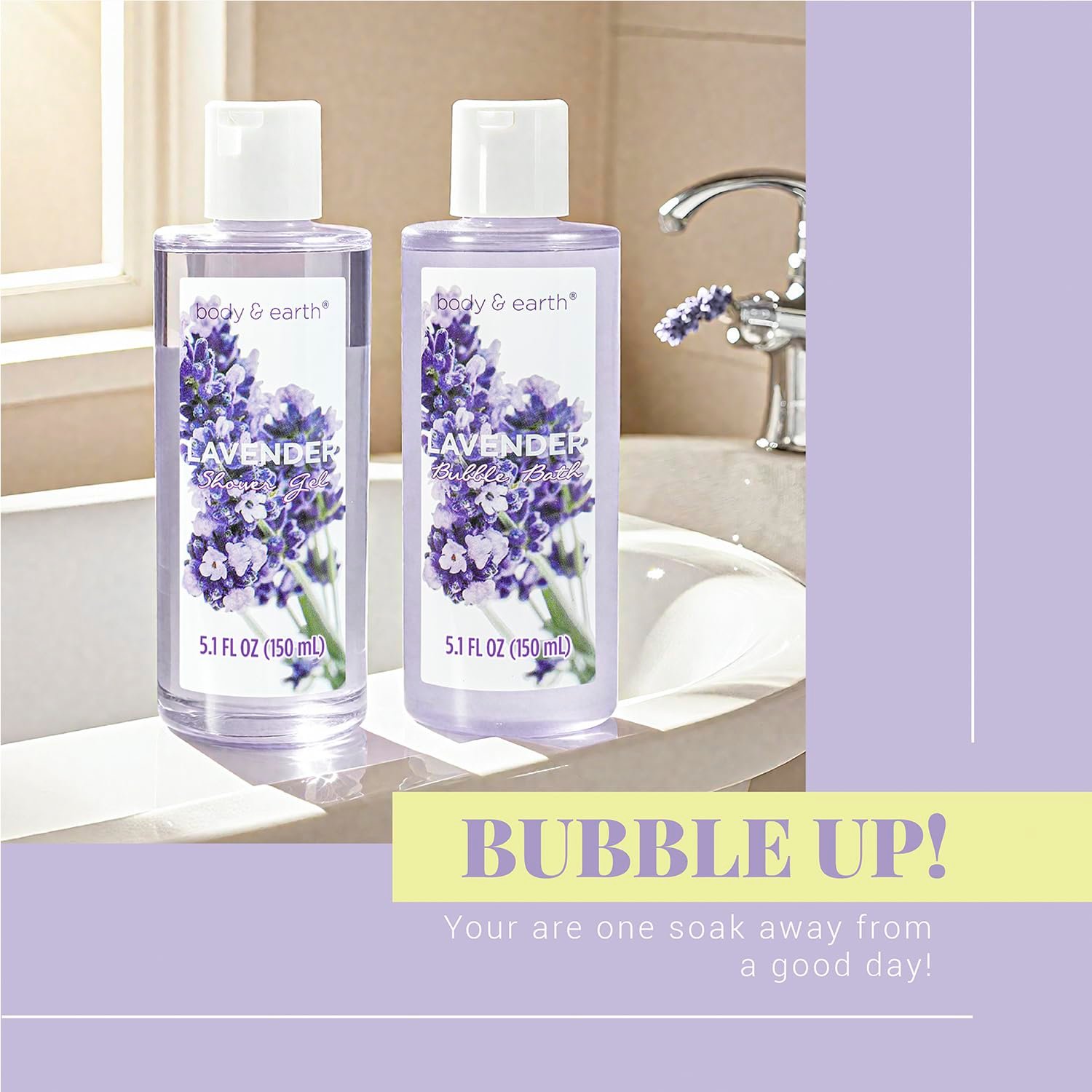 BODY & EARTH Spa Gift Baskets for Women 11pcs Lavender Gift Sets with Bubble Bath, Shower Gel, Body Lotion, Mom Birthday Gifts, Spa Kit, Purple Gift for Her, Mothers Day Gifts for Mom - Image 3