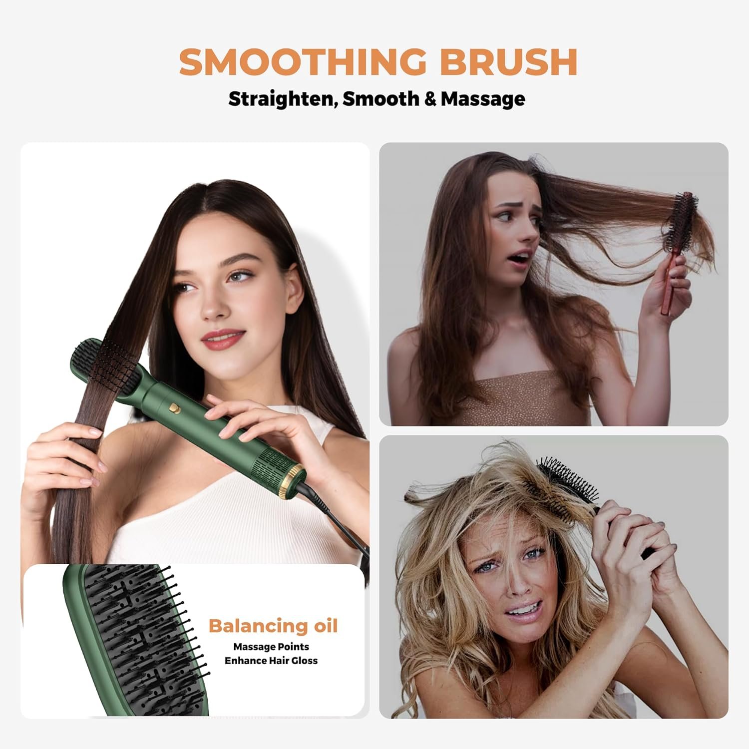 5 in ONE Hair Dryer Brush, Blow Dryer Curling Wand Hair Styling Tools Set, Ionic Hot Air Brush Round Brush Blow Dryer, Left&Right Styler 100-120V - Image 5