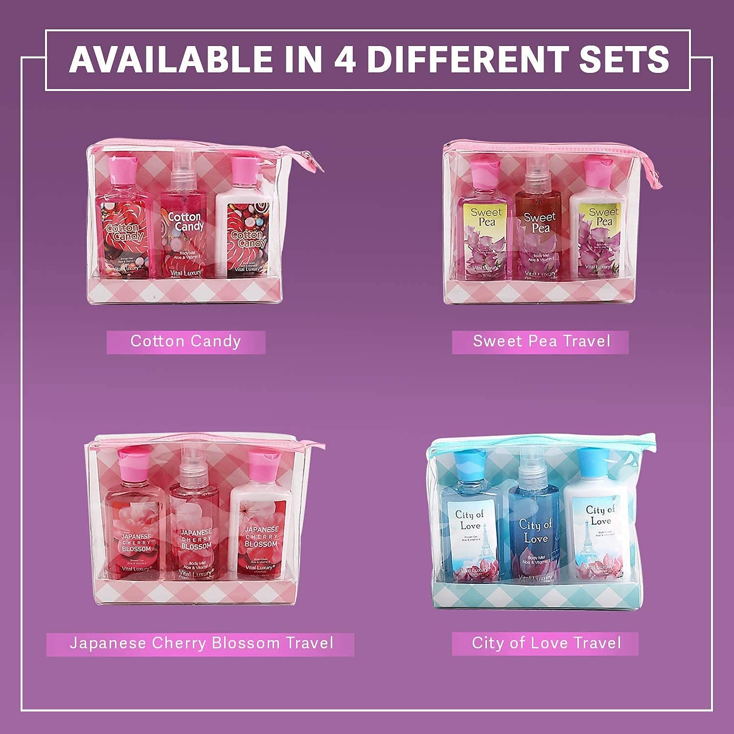 Bath and Body Gift Set, Cotton Candy Scented, 3-Piece Travel Size Collection, Shower Gel, Body Lotion, Body Mist, 3 Fl Oz Each (Cotton Candy) - Image 9