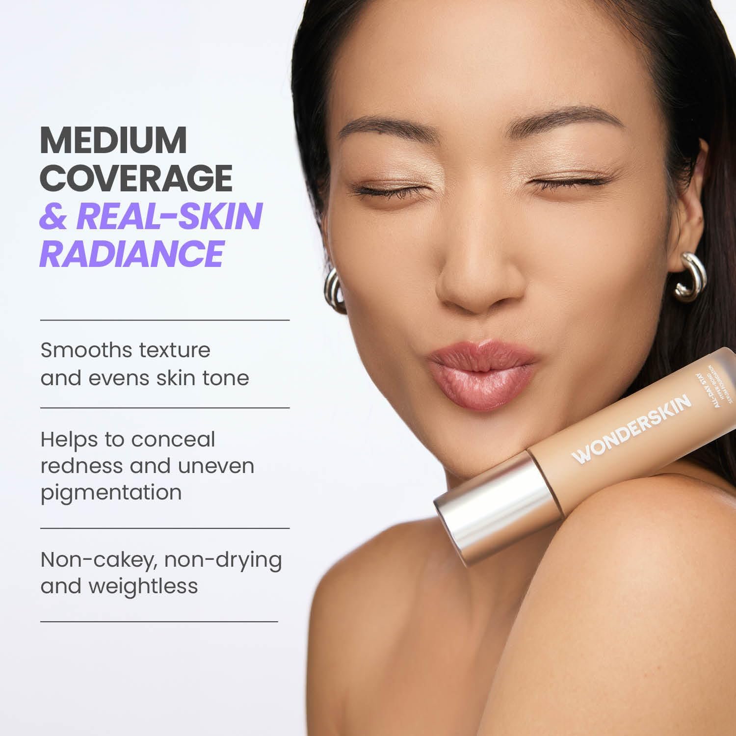 Wonderskin Hyper Bond All-Day Stay Serum Foundation – Waterproof, Transfer-Proof, 24HR Longwear Face Makeup with Niacinamide & Hyaluronic Acid – Lightweight, Natural Finish (Afterglow) - Image 8