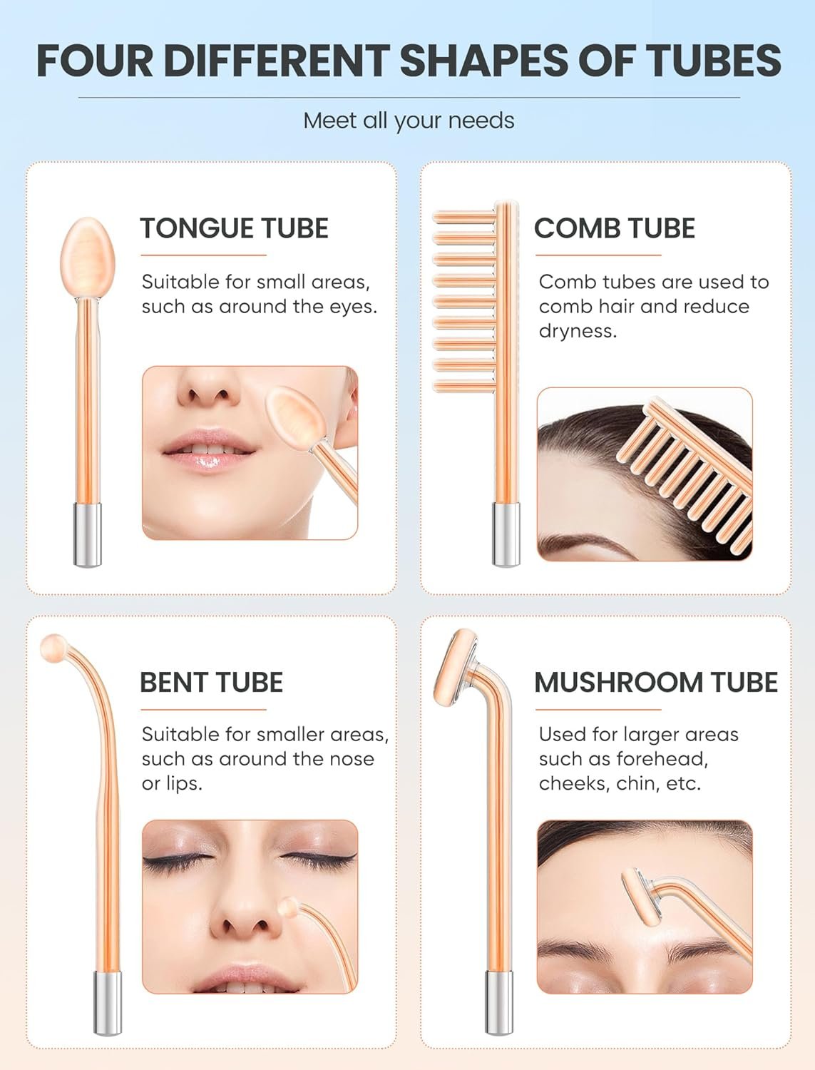 High Frequency Wand, Portable Facial Device with 4 Different Tubes - Image 3