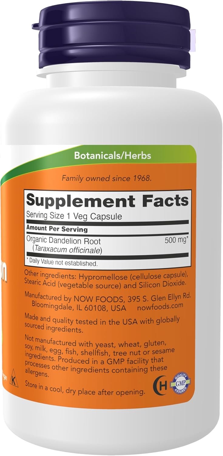 NOW Foods Supplements, Dandelion Root (Taraxacum officinale) 500 mg, Herbal Supplement, For Dietary, 100 Veg Capsules - Image 2