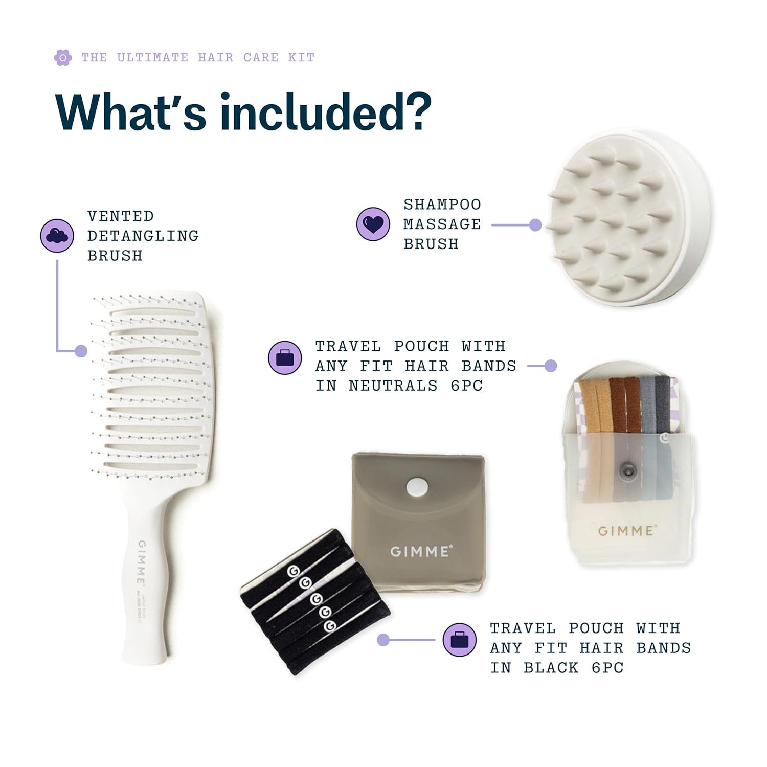Gimme Beauty Magic Is In the Hair Gift Box - Designed for All Hair Types - Essentials for Your Hair Care Routine - Includes Everyday Hair Bands, Detangling Brush & Massage Brush - Image 2