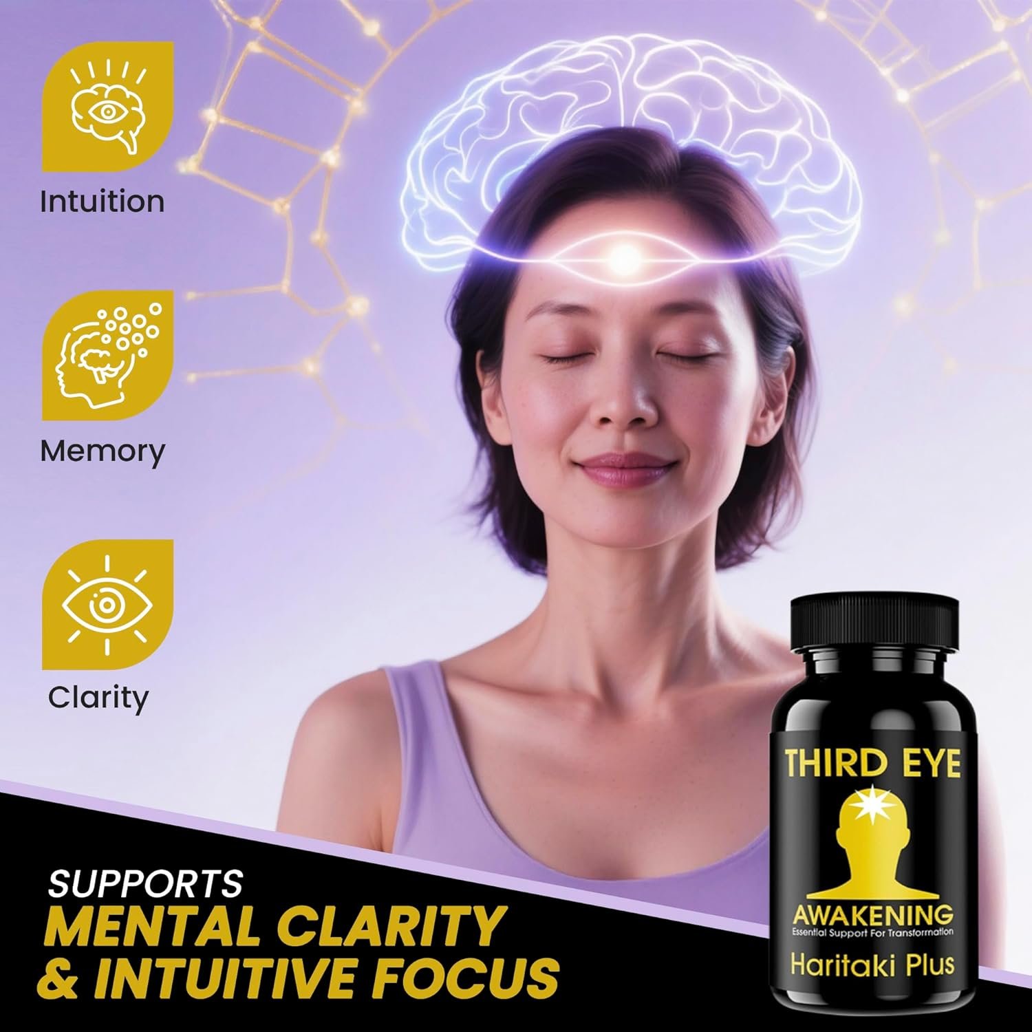 Third Eye Awakening – Organic Haritaki Capsules – King of Herbs for Pineal Gland Decalcification, Third Eye Activation & Intuition – Trusted by Millions of Yogis – 650mg – 100 Vegan Capsules. - Image 2