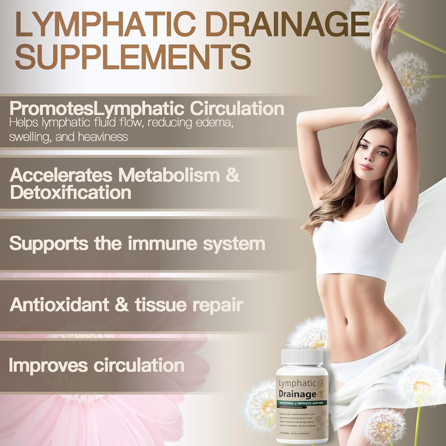 Lymphatic Drainage Capsules Natural Herbal Supplement for Fluid Balance & Immune Health and Daily Lymphatic Wellness, with Echinacea, Dandelion, and Burdock 60 Capsules - Image 7