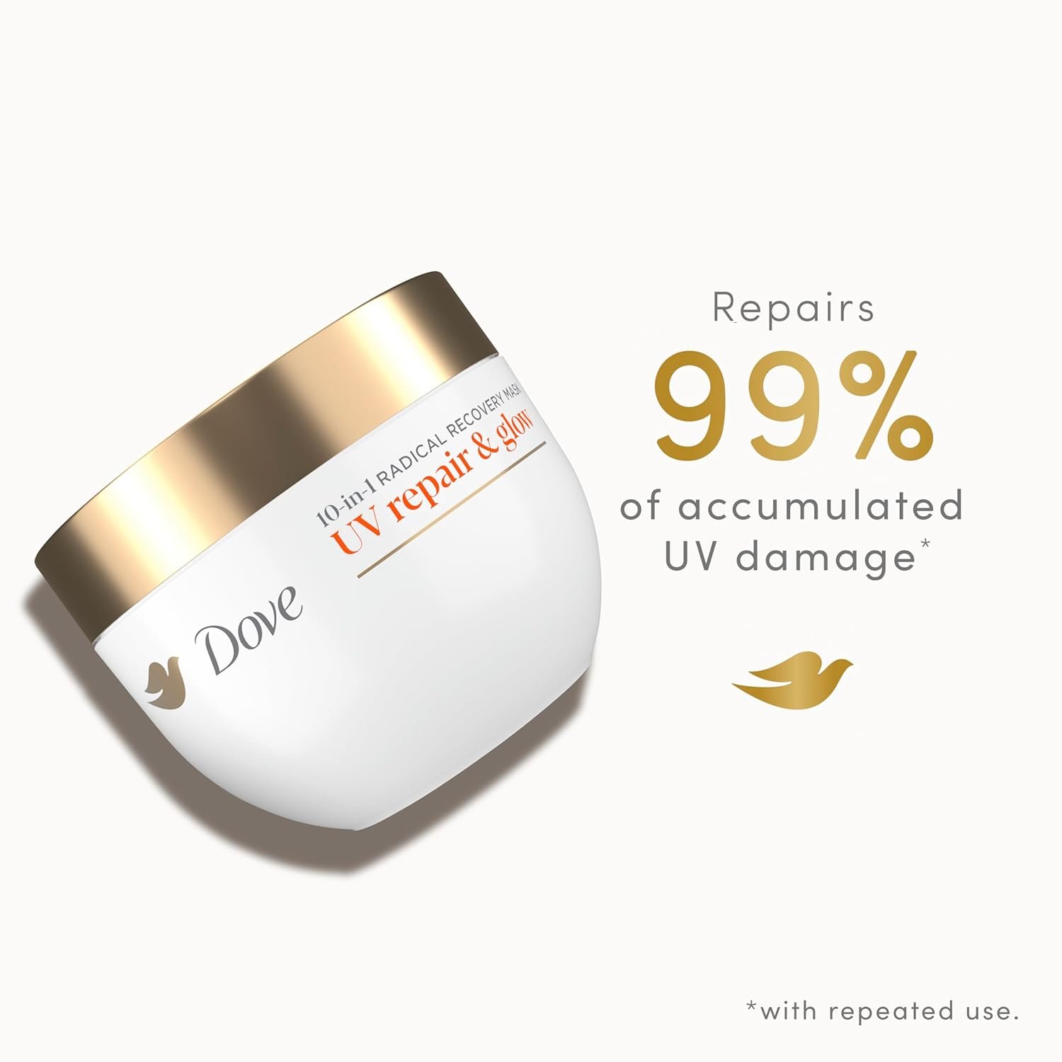 Dove Radical Recovery 10-in-1 Hair Mask 1ct UV Repair & Glow Deep recovery from 99% of UV hair damage with Melting Lumi-Beads 9.2 oz - Image 5
