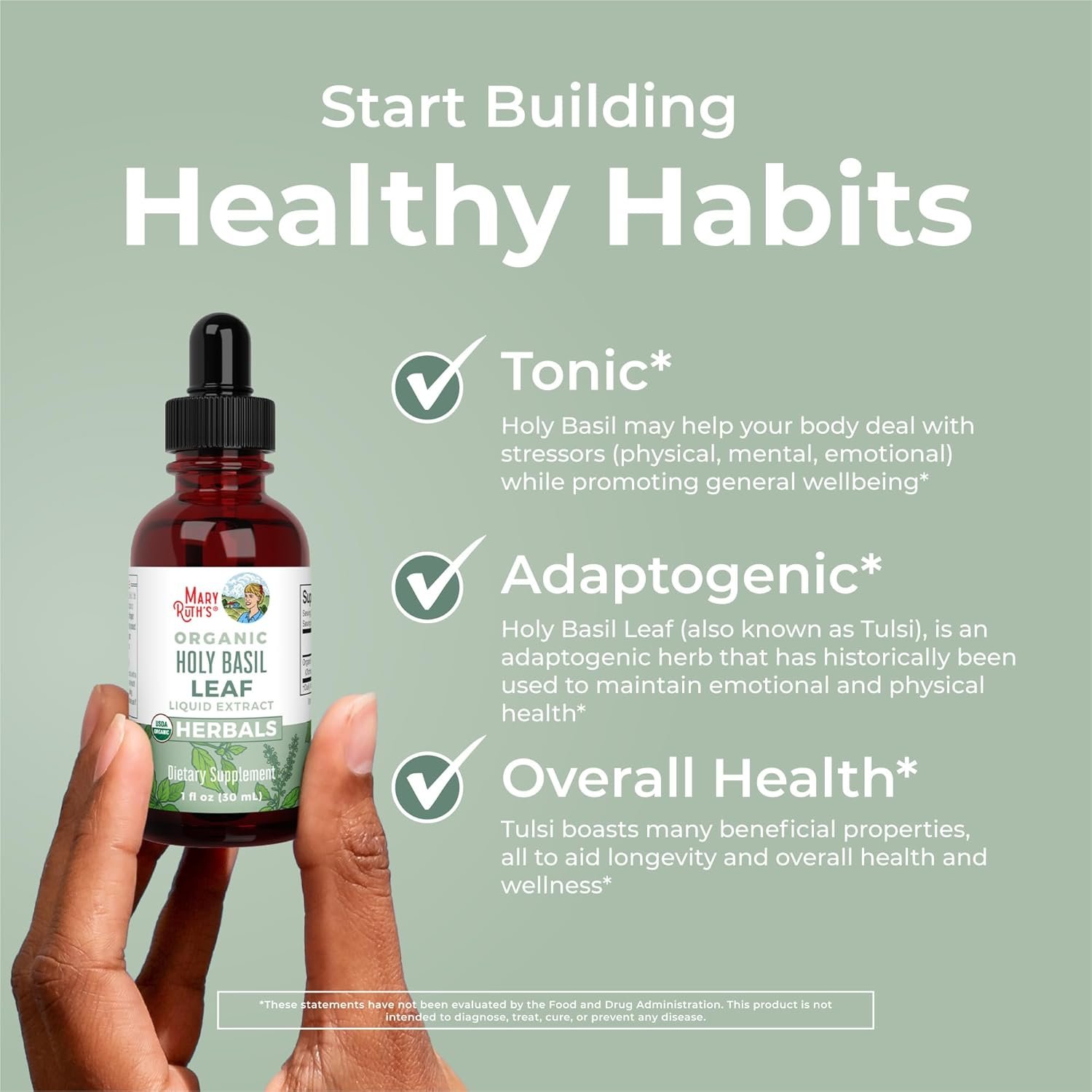 MARYRUTH'S Organics Holy Basil Sugar Free | Tulsi Holy Basil Herbal Liquid Drops | Antioxidant | Cognitive Function | Digestive Support | Energy Levels | Vegan | Non-GMO | 1 Fl Oz - Image 5