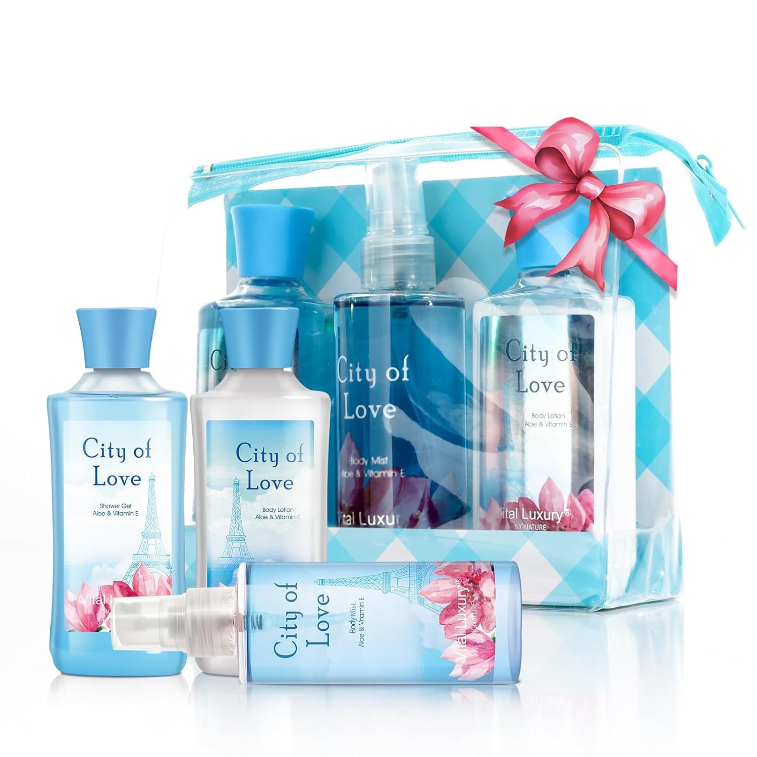 Bath and Body Gift Set for Women & Girls, City of Love Spa Set, Personal Self Care Travel Kit, 3PCS Set with Shower Gel, Body Lotion, Body Mist - Mother's Day Birthday Gifts for Her