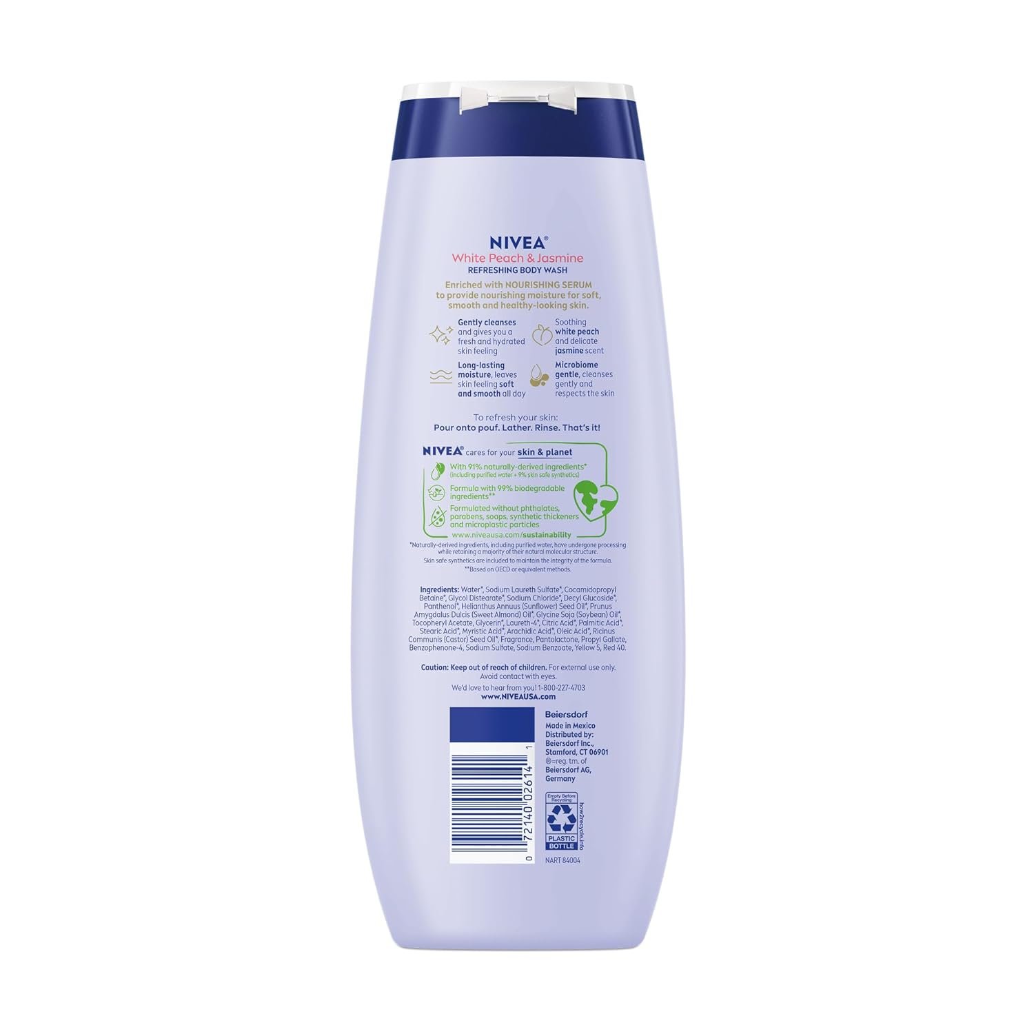 NIVEA Refreshing White Peach and Jasmine Body Wash with Nourishing Serum, Scented Body Wash for Women, Enriched with Provitamin B5 and Vitamin E, 20 Fl Oz Bottle, 3 Pack - Image 12