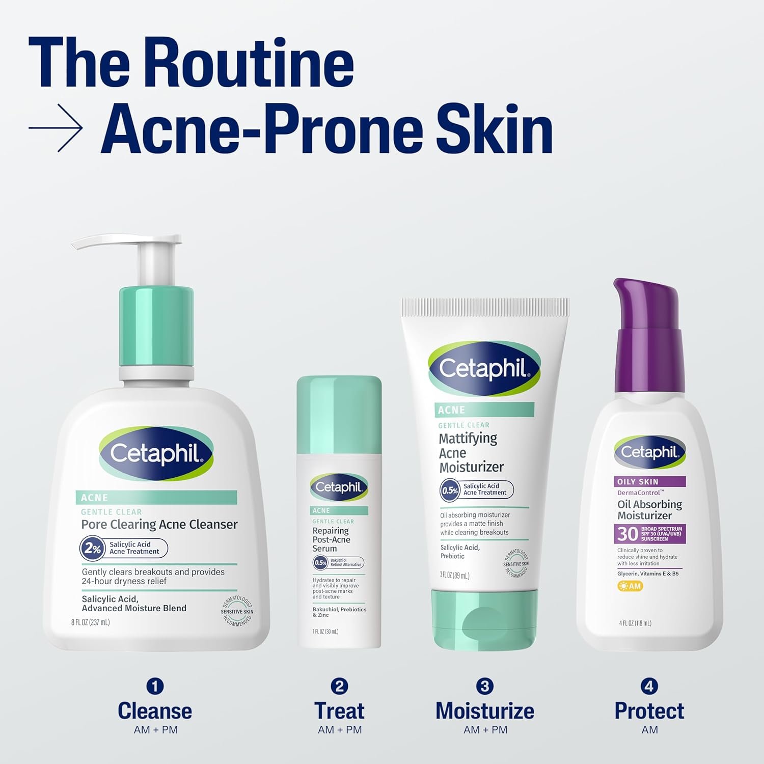 Cetaphil Face Moisturizer, Gentle Clear Mattifying Acne Moisturizer With 0.5% Salicylic Acid, Hydrates and Treats Sensitive Acne Prone Skin, Skin Care for Sensitive Skin, 3oz - Image 7