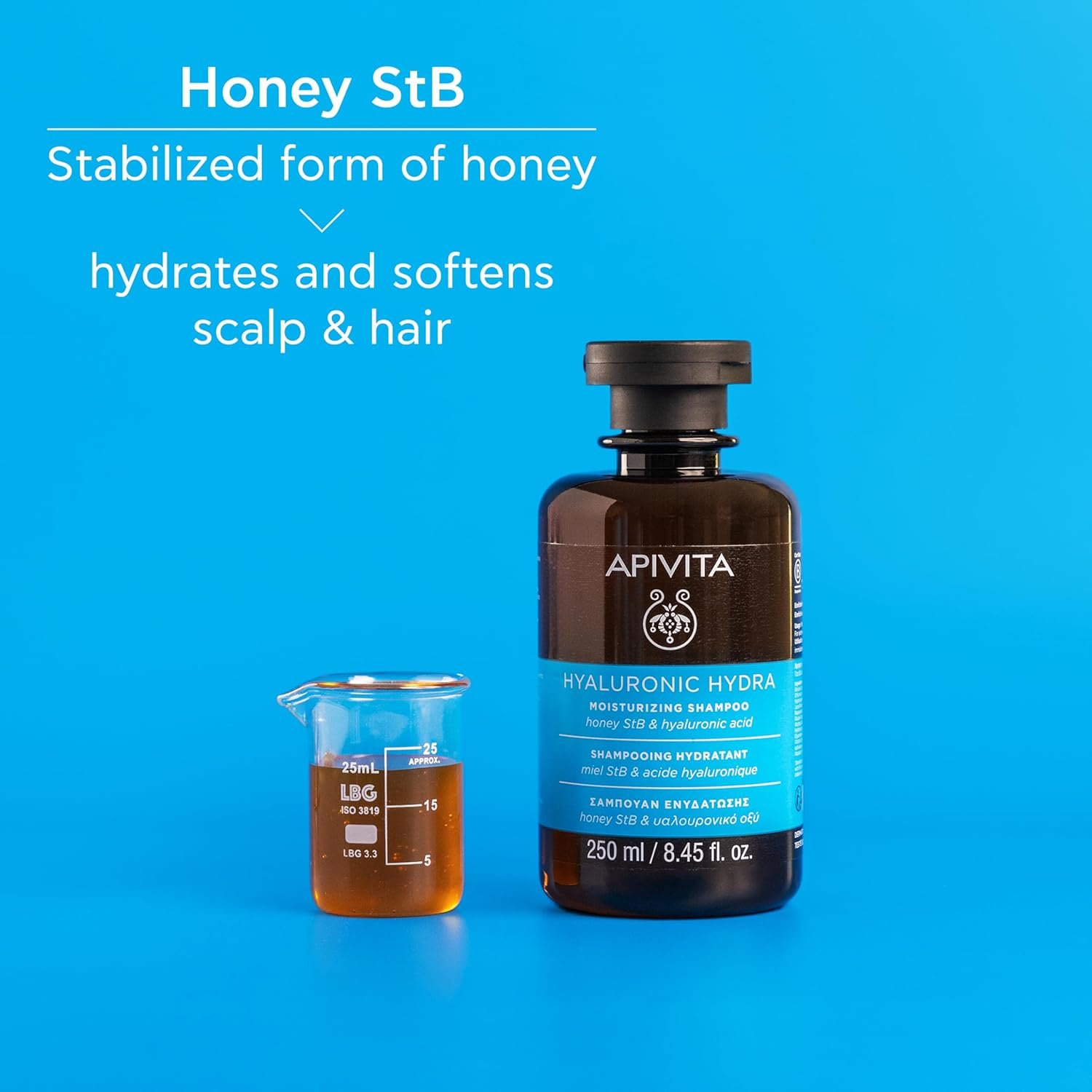 Apivita HYALURONIC HYDRA Shampoo, Natural moisturizing shampoo with hyaluronic acid,and honey StB, Offers deep hair hydration, frizz control, hair breakage - Image 3
