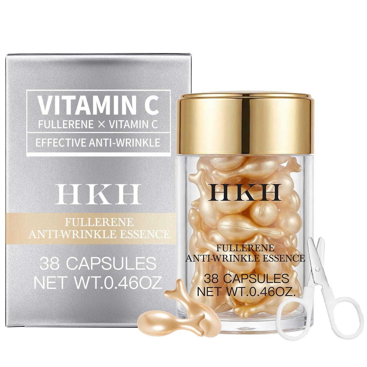 HKH Vitamin C Super Serum for Face - Anti Aging Skincare Vitamin E Facial Serum Capsules with Niacinamide - Vit C Serum Oil for Women - Moisturise & Even Skin Tone - Travel Friendly (38 Capsules) - Image 9