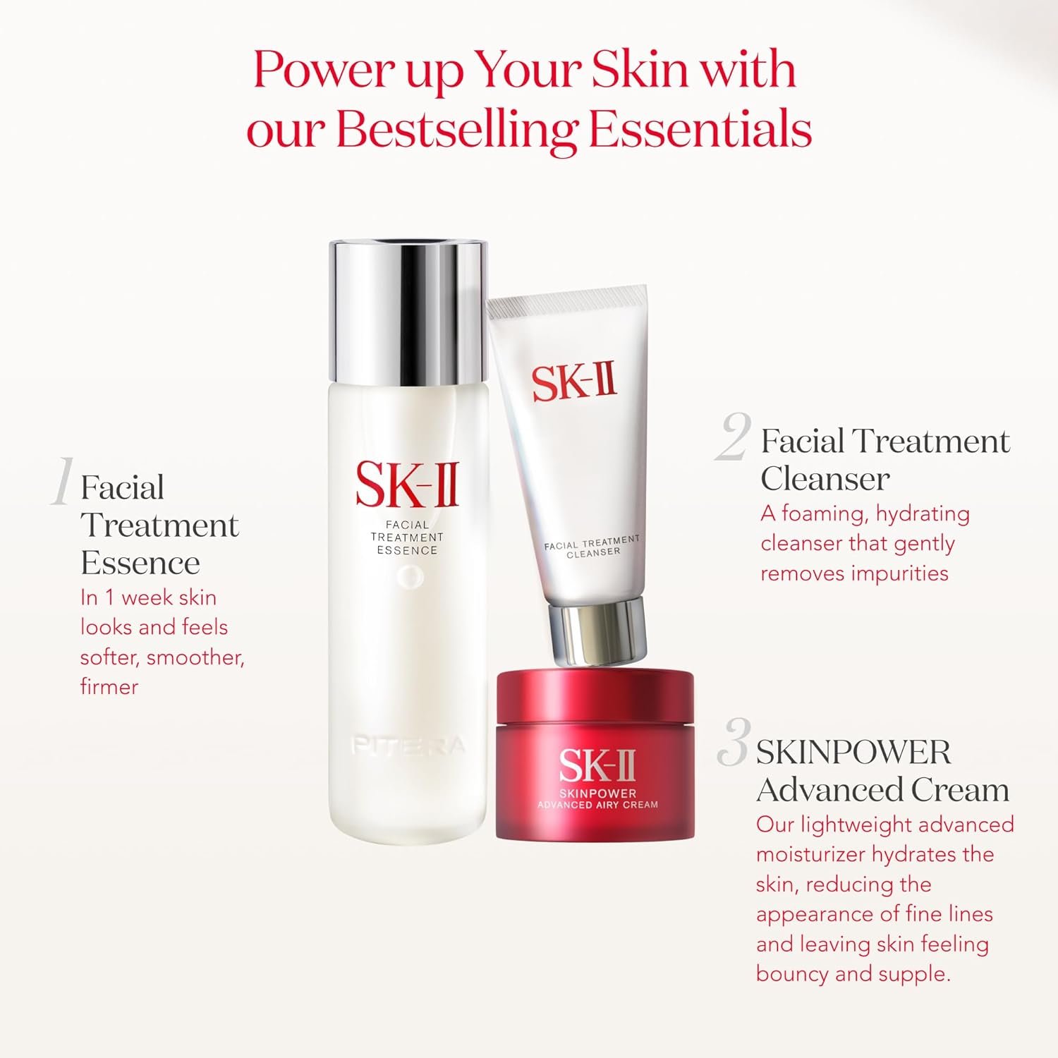 SK-II Youth Essentials Skin Care Set - Includes Facial Cleanser, Facial Essence & SKINPOWER Face Cream - Anti Aging Skin Care Set to Reduce Fine Lines & Improve Uneven Texture (3 Count) - Image 4