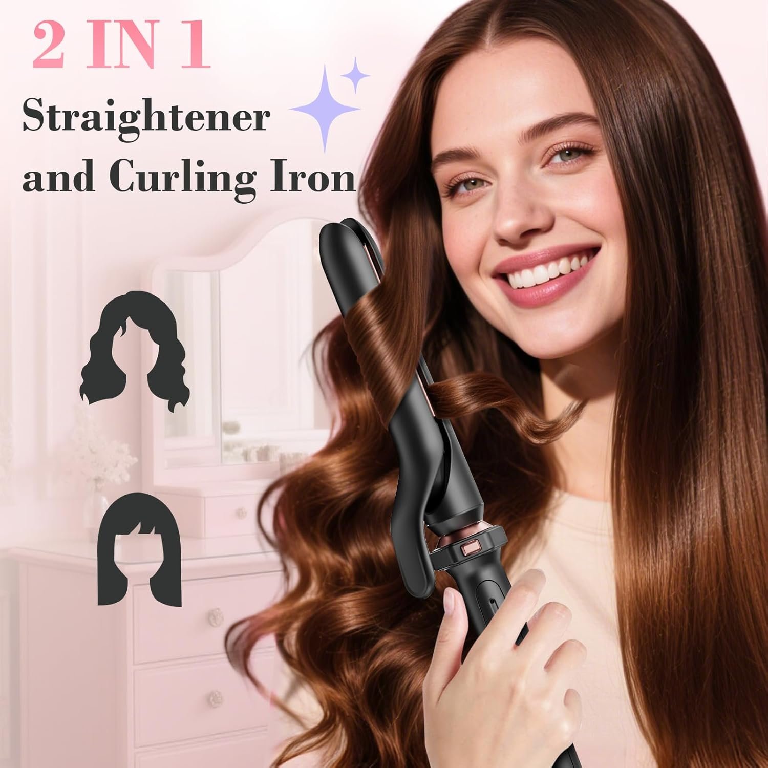 Ufree 3 in 1 Curling Iron, Curling Wand Set with Thermal Brush Flat Iron Hair Straightener, Dual Voltage Wand Curler, Instant Heat Up Hair Curler, Include Protective Glove 2 Clips, Gifts for Women - Image 6