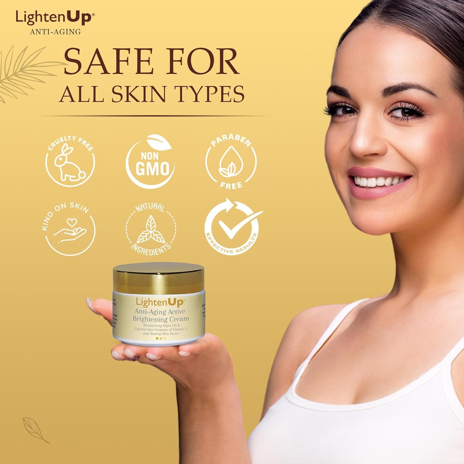 OMIC Lighten-Up Anti-Aging, Skin Brightening Cream - 4.4 fl oz / 100 ml - with Argan Oil and Shea Butter - Image 2