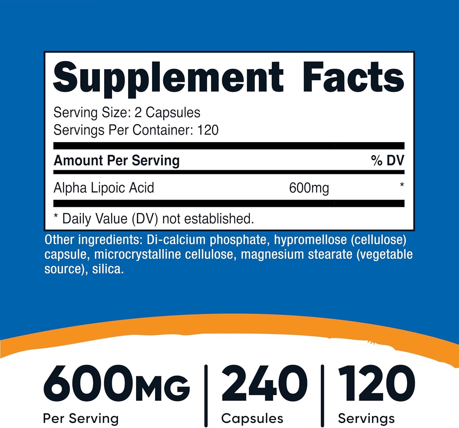 Nutricost Alpha Lipoic Acid 600mg Per Serving, 240 Capsules - Gluten Free, Vegetarian Capsules, Soy Free & Non-GMO - Image 2