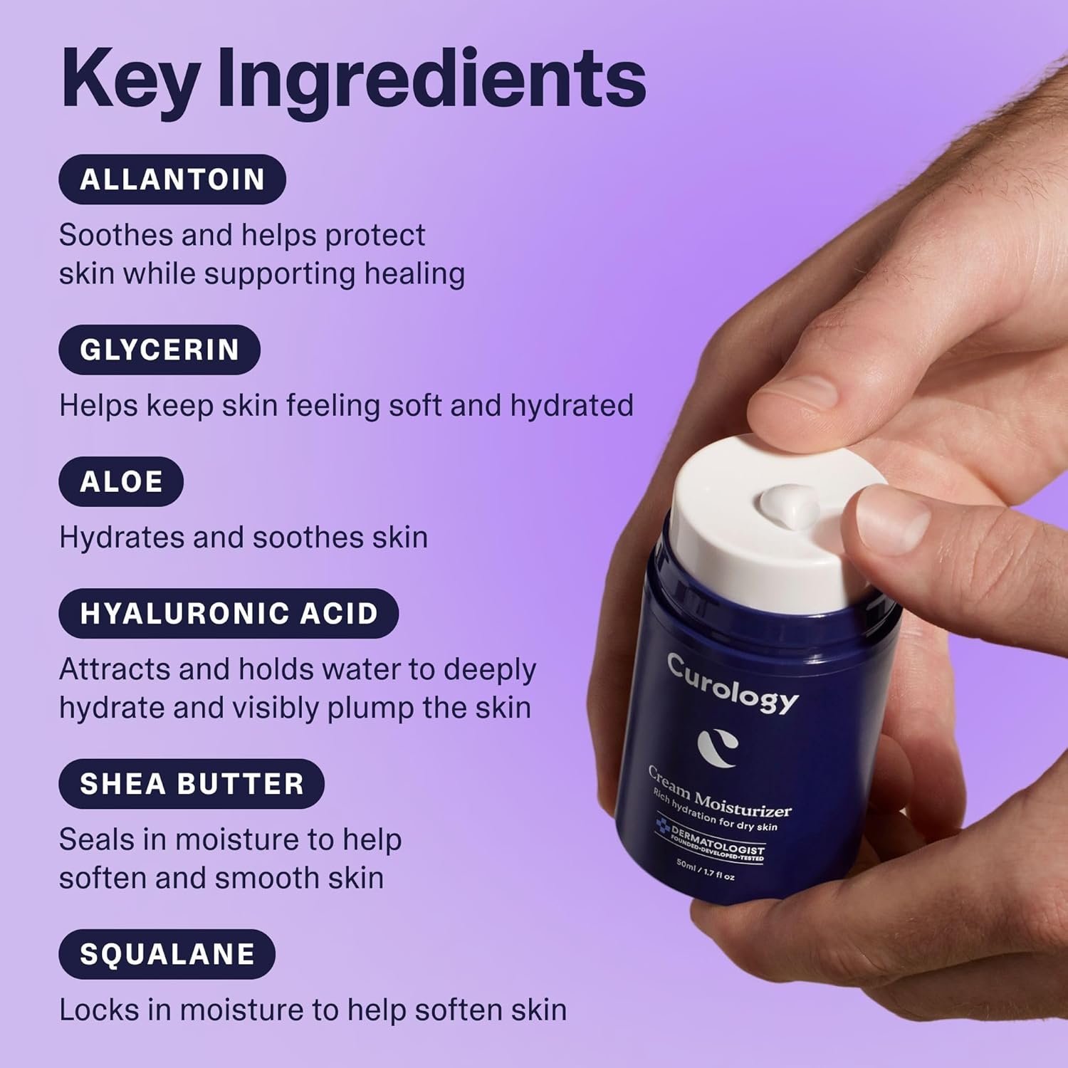 Curology Cream Moisturizer, Rich Hydrating Face Lotion for Dry Skin, with Shea Butter and Hyaluronic Acid, 1.7 fl oz - Image 4