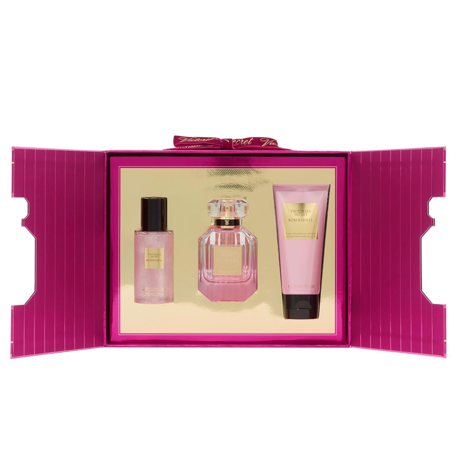 Victoria's Secret Bombshell 3 Piece Luxe Fragrance Gift Set: 1.7 oz. Eau de Parfum, Travel Lotion & Shimmer Mist - Image 2