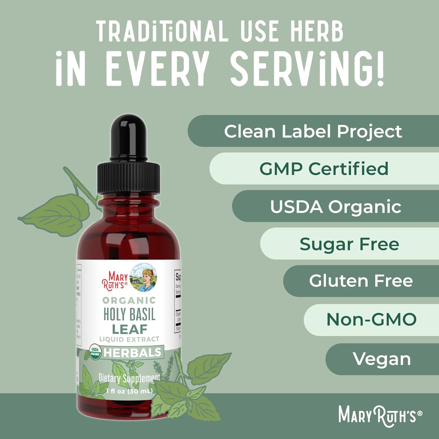 MARYRUTH'S Organics Holy Basil Sugar Free | Tulsi Holy Basil Herbal Liquid Drops | Antioxidant | Cognitive Function | Digestive Support | Energy Levels | Vegan | Non-GMO | 1 Fl Oz - Image 7