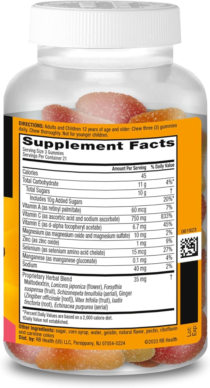 Airborne 750mg Vitamin C Gummies for Adults, Immune Support Supplement with Powerful Antioxidants Vitamins A C & E - 2x63ct Bottles (126 Gummies), Assorted Fruit Flavor - Image 10