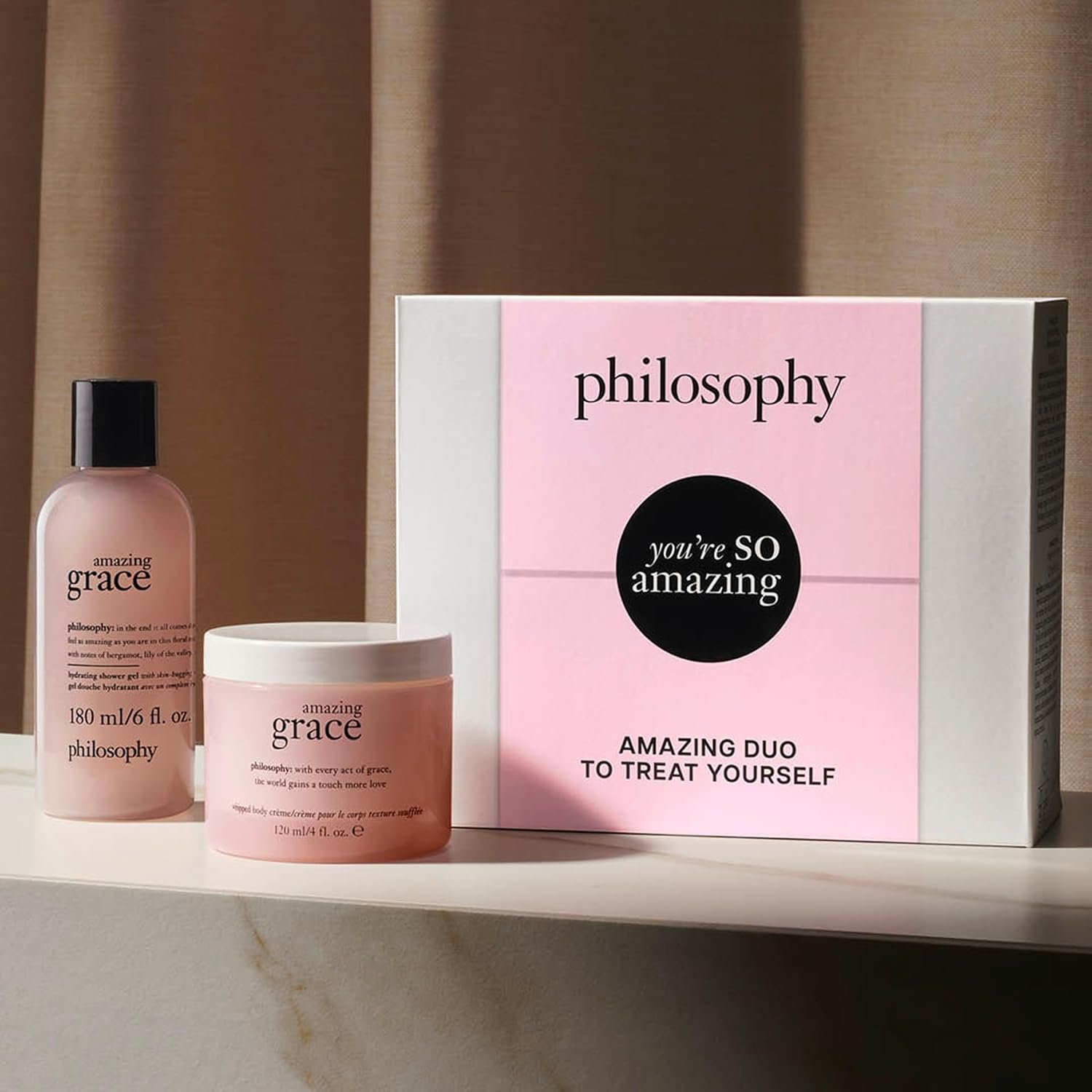philosophy you're so amazing gift set - 2-pc. amazing grace hydrating shower gel (6oz) & whipped body crème (4oz) - moisturizing bath & body duo for women - Image 4