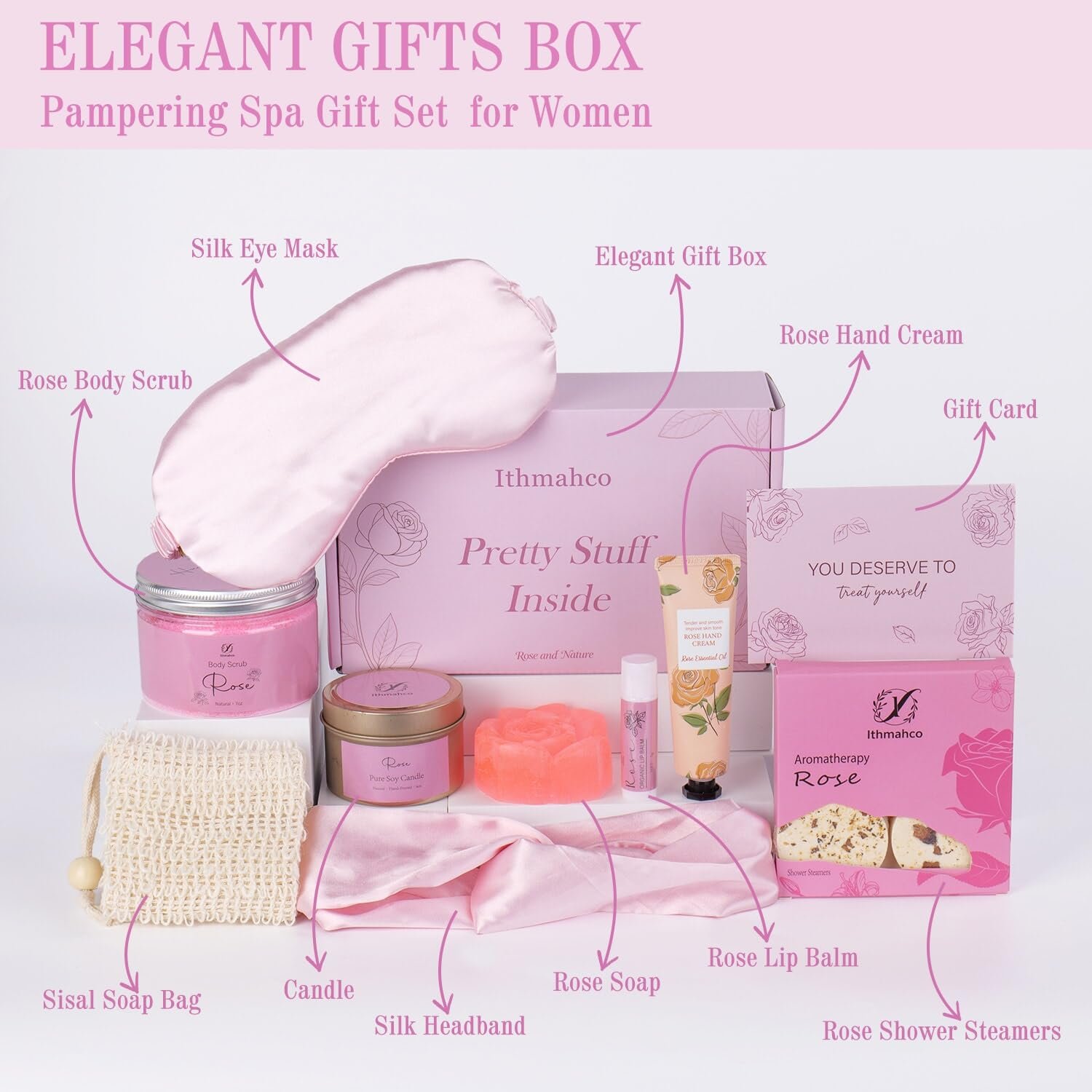 Mothers Day Spa Gifts for Women, Bath Gift Baskets, Birthday Relaxing Spa Self Care Gifts for Women, Home Rose Bath Shower Care Package for Wife, Mothers Day Gift Basket for Mom Her Friends - Image 2