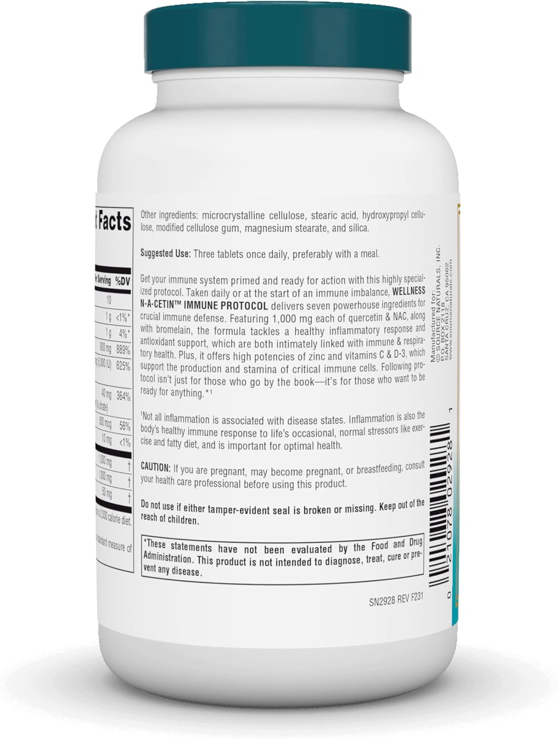 Source Naturals Wellness N-A-Cetin Immune Protocol, Crucial Immune Defense* - 90 Tablets - Image 3