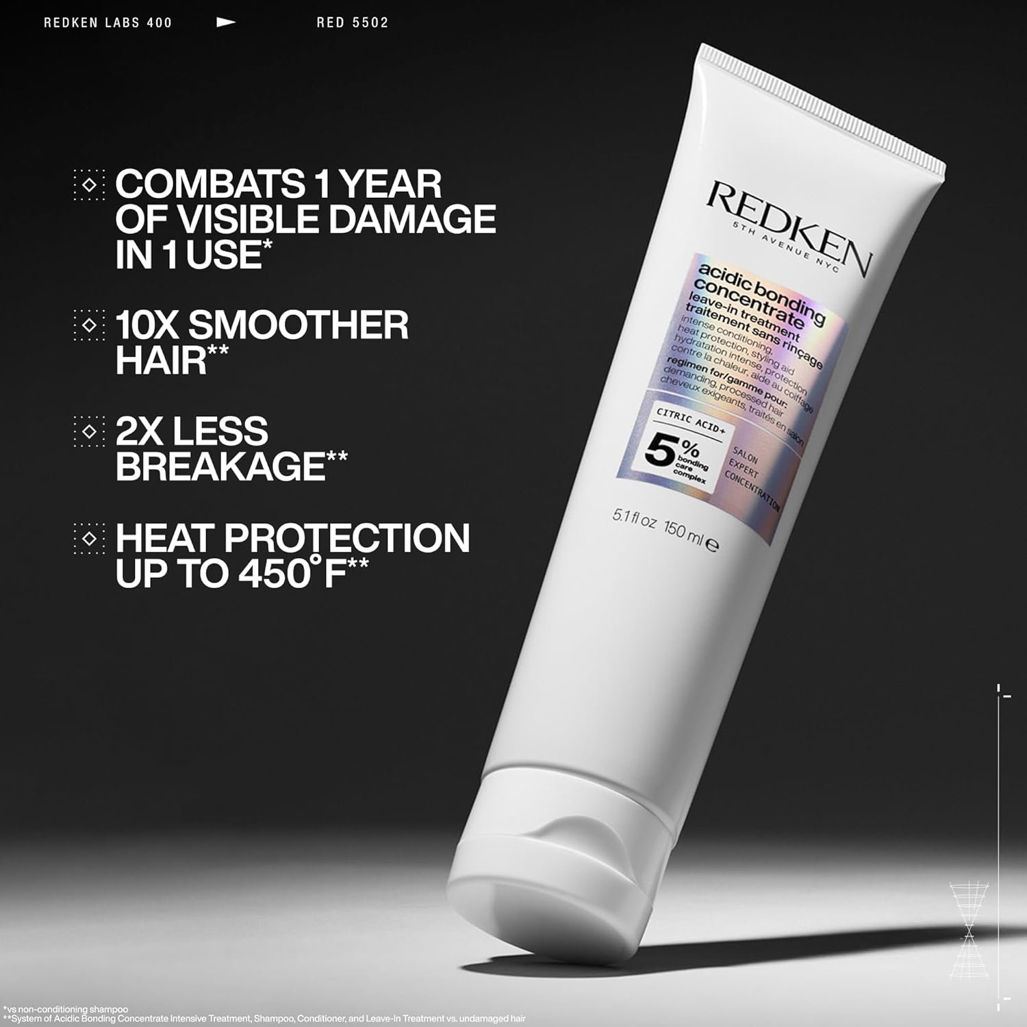 Redken Acidic Bonding Concentrate Leave In Conditioner - For Weak & Damaged Hair, Bond Building & Strengthening Hair Repair Treatment, Smooths & Provides Heat Protection - Image 2