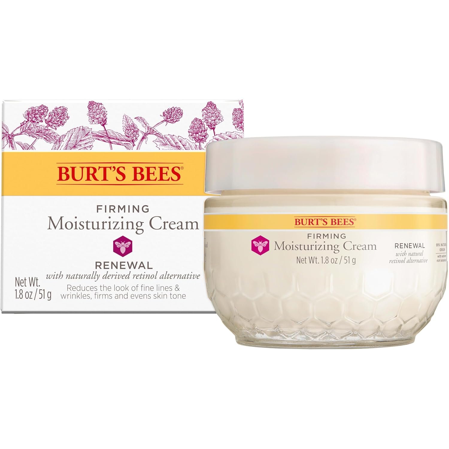 Burt's Bees Renewal Firming Face Cream, Anti-Aging Retinol Alternative, Moisturizing Natural Origin Skin Care, 1.8 Ounce - Image 20