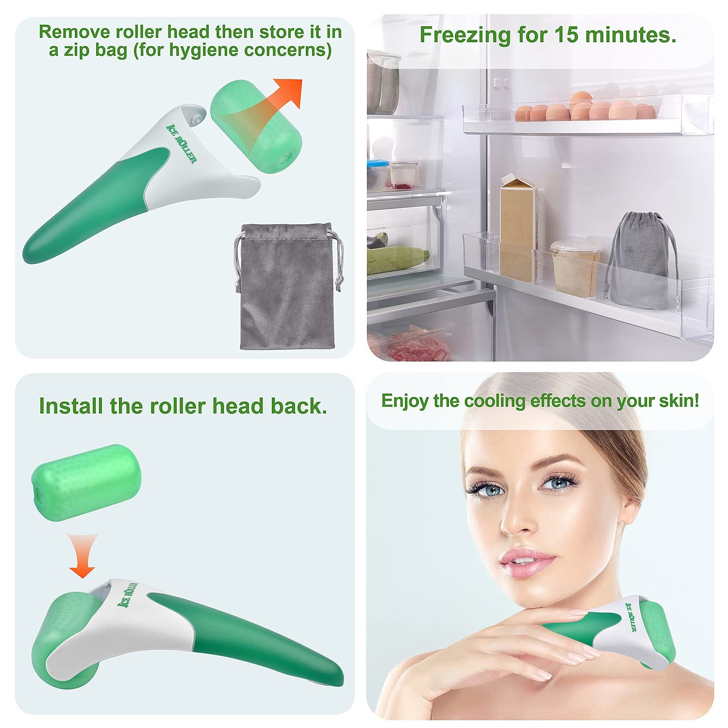 Charmonic 6 in 1 Ice Roller & Jade Roller and Gua Sha Set, Facial Massage Kits, Facial Roller Kit with Gua Sha Tool and Silicone Brush, Anti-Aging Jade Stone Massager for Face, Eyes, Neck Massage - Image 5