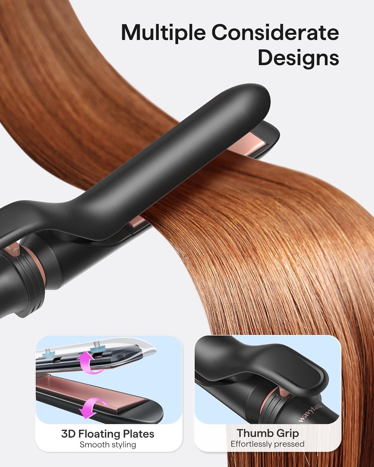 Wavytalk 5 in 1 Curling Iron Set with Thermal Brush and 4 Interchangeable Ceramic Curling Wands (0.5'-1.25'), Instant Heat Up Hair Curling Iron, Rose Gold - Image 5