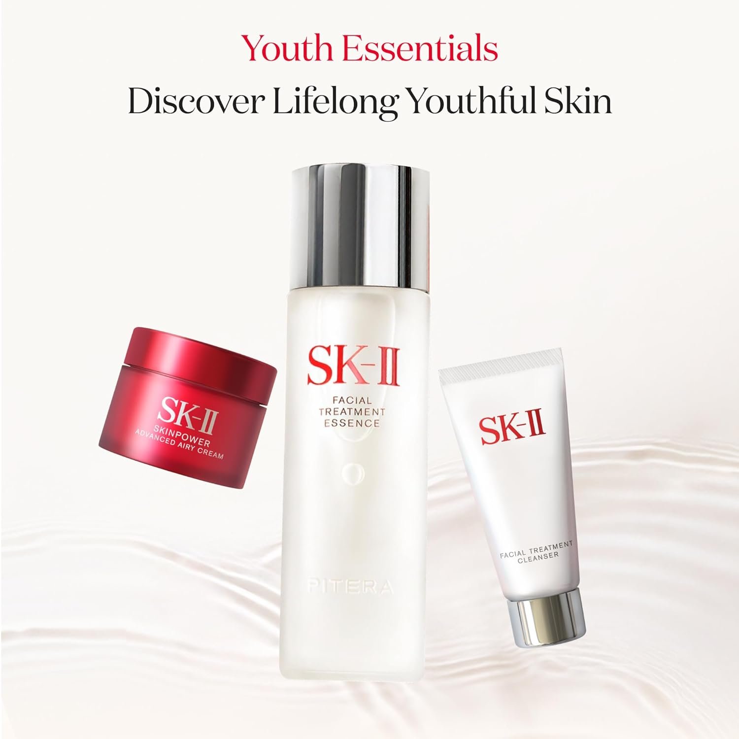 SK-II Youth Essentials Skin Care Set - Includes Facial Cleanser, Facial Essence & SKINPOWER Face Cream - Anti Aging Skin Care Set to Reduce Fine Lines & Improve Uneven Texture (3 Count) - Image 2