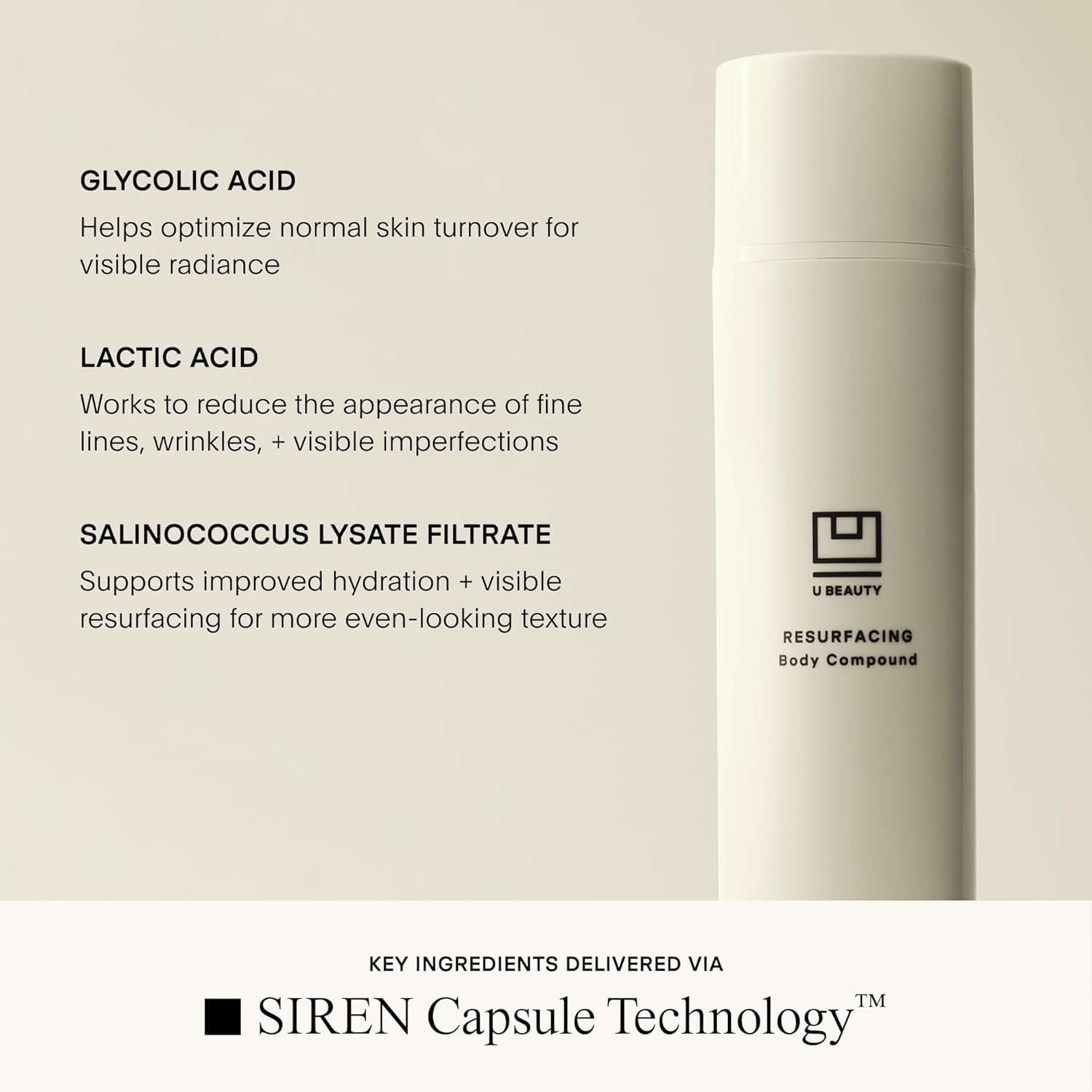 U Beauty Resurfacing Body Compound - Firming AHA & Retinol Serum, Phytic, Lactic & Glycolic Acids Tackle Keratosis Pilaris & Uneven Texture - Shea Butter & Papain for Hydrated Soothed Skin - 6.7 Fl Oz - Image 5
