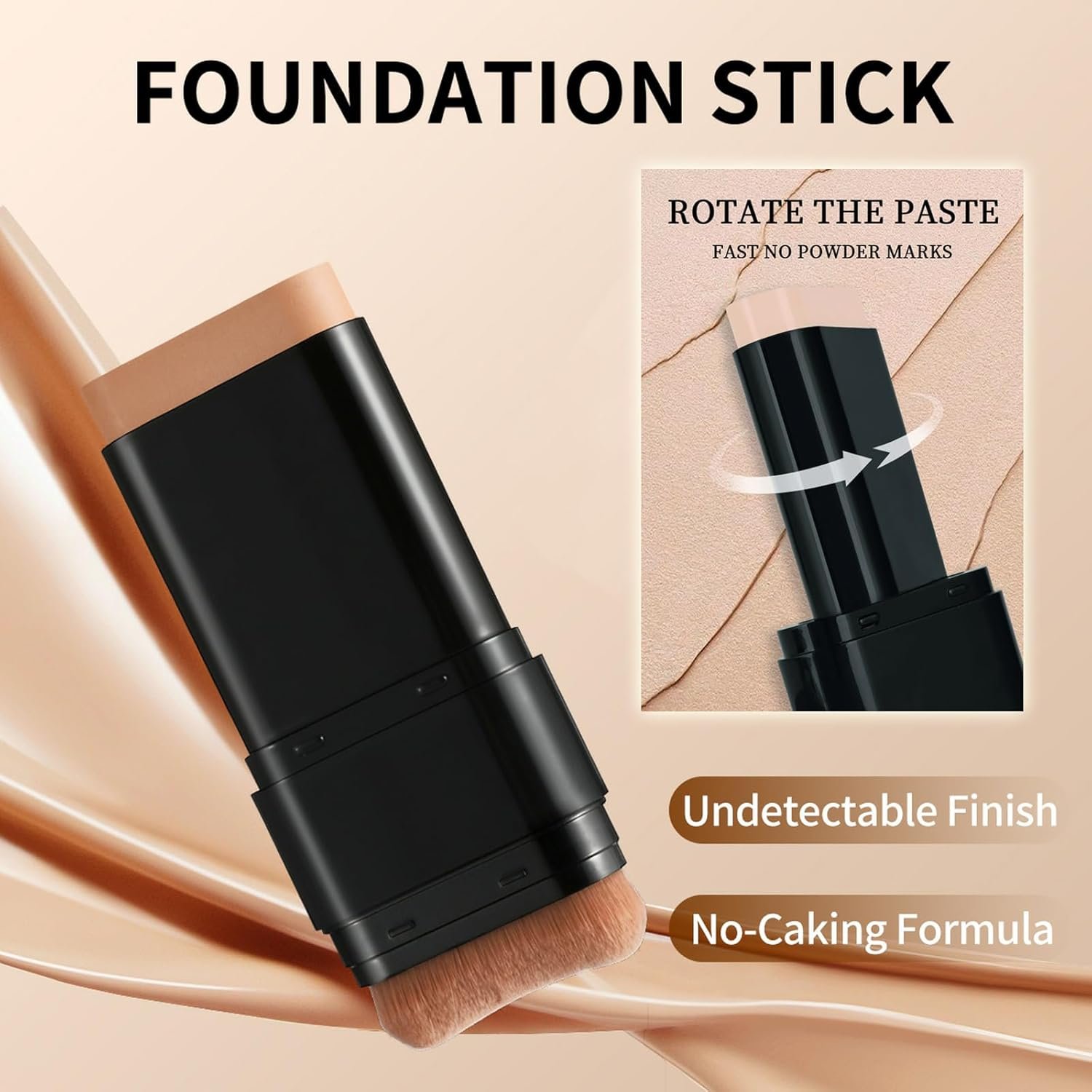 Foundation Stick, 2 in 1 Dual-Ended Long-Lasting Concealer Korean Foundation Contour Stick, Waterproof Contouring foundation with Brush, Full Coverage Matte Finish for Face Makeup(02#NATURAL) - Image 7