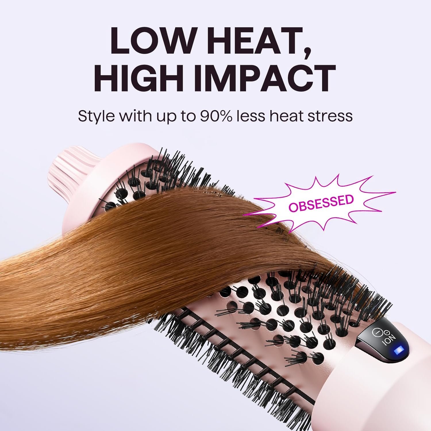 Wavytalk Thermal Brush, Blowout Boost 1.5 inch Heated Round Brush for Blowout Look, Dual Voltage, Pink, Sakura, Tourmaline Ceramic, Negative Ion Technology, 5 Temperature Settings, Less Damage - Image 6