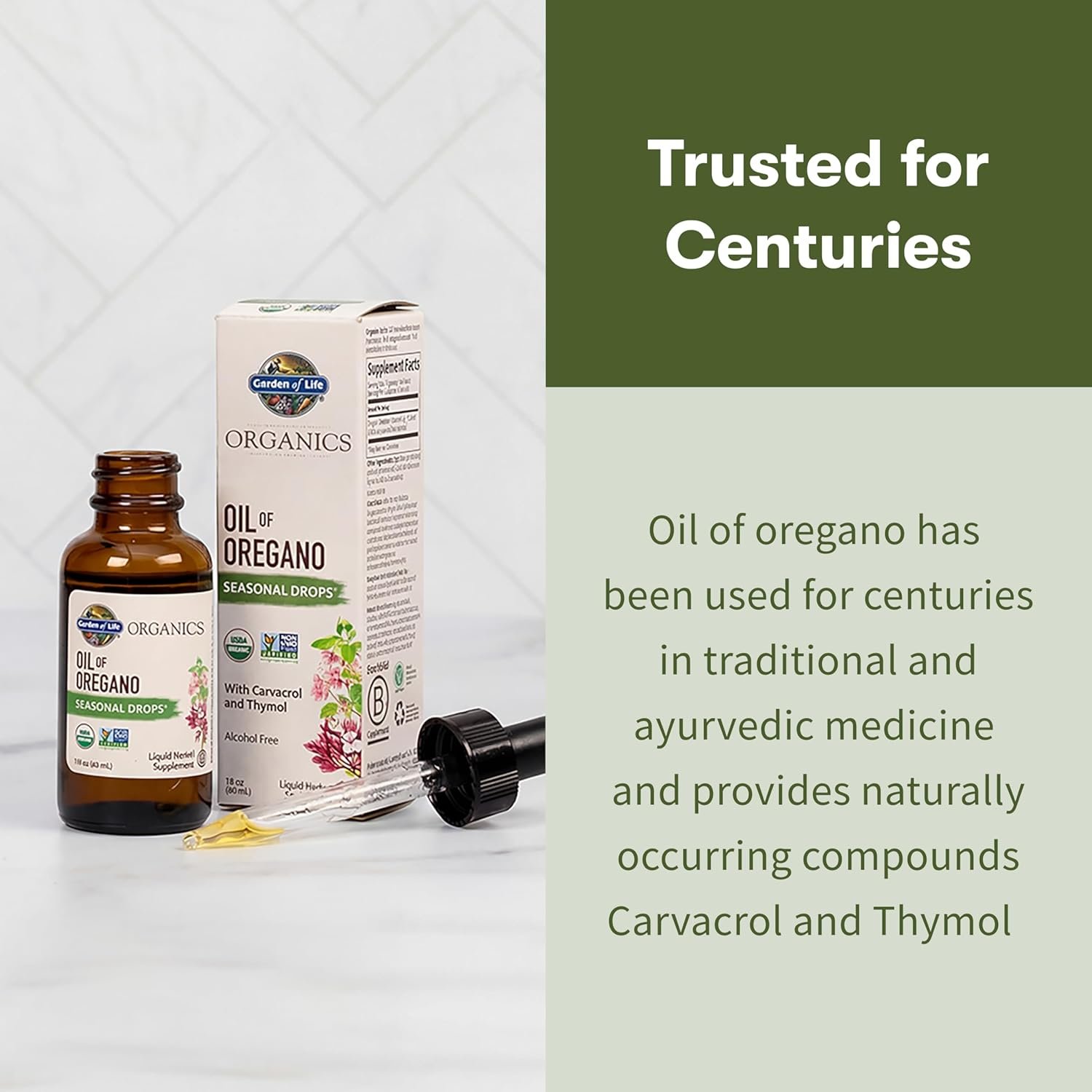 Garden of Life Organics Oil of Oregano Seasonal Drops 1fl oz (30 mL) Liquid, Concentrated Plant Based Immune Support - Alcohol-Free, Organic, Non-GMO, Vegan & Gluten Free Herbal Supplements - Image 4